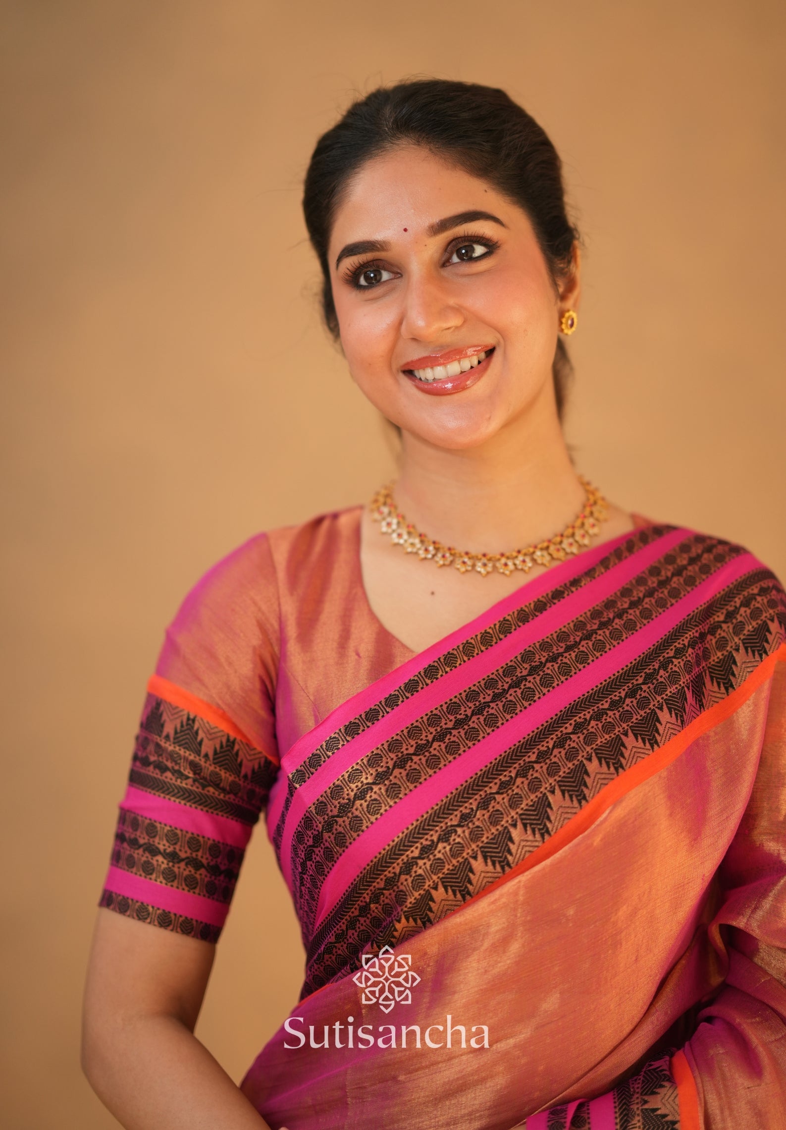 South Charm Tissue Cotton Saree with Traditional Border