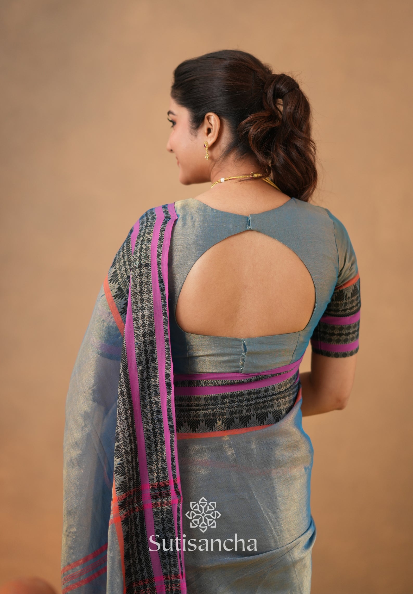 South Charm Tissue Cotton Saree with Traditional Border