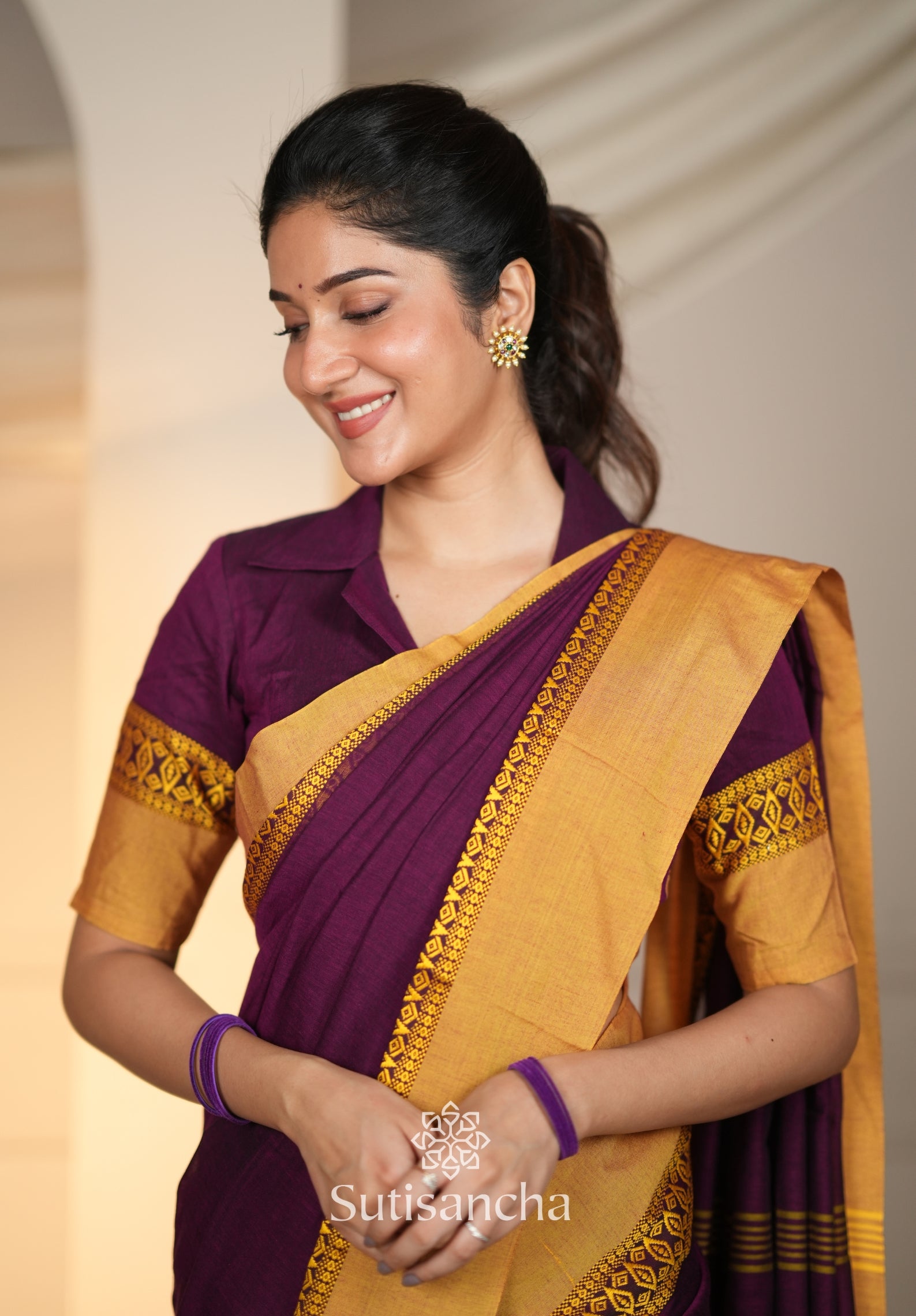 Timeless Weave Bengal Cotton Saree by Sutisancha