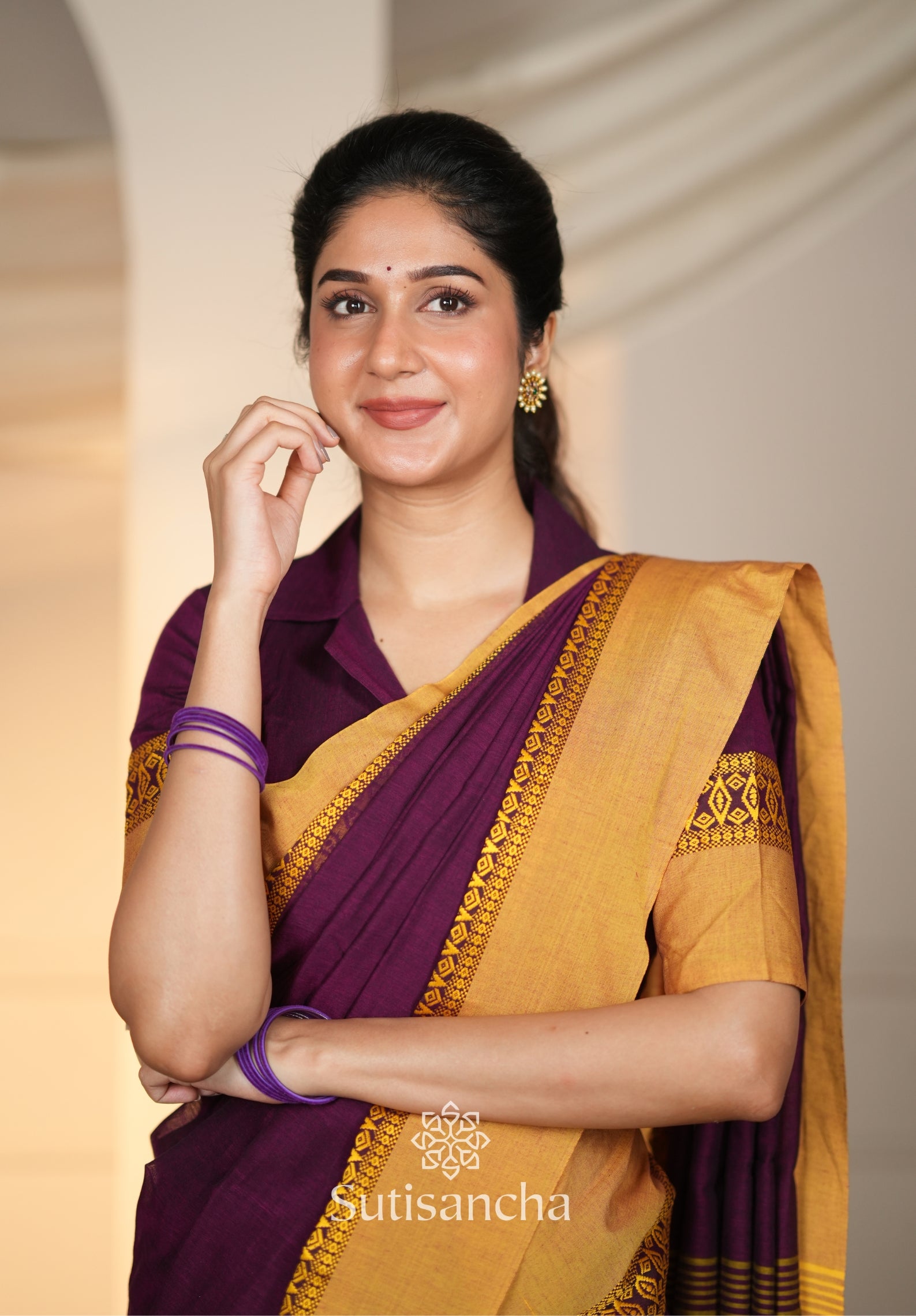 Timeless Weave Bengal Cotton Saree by Sutisancha