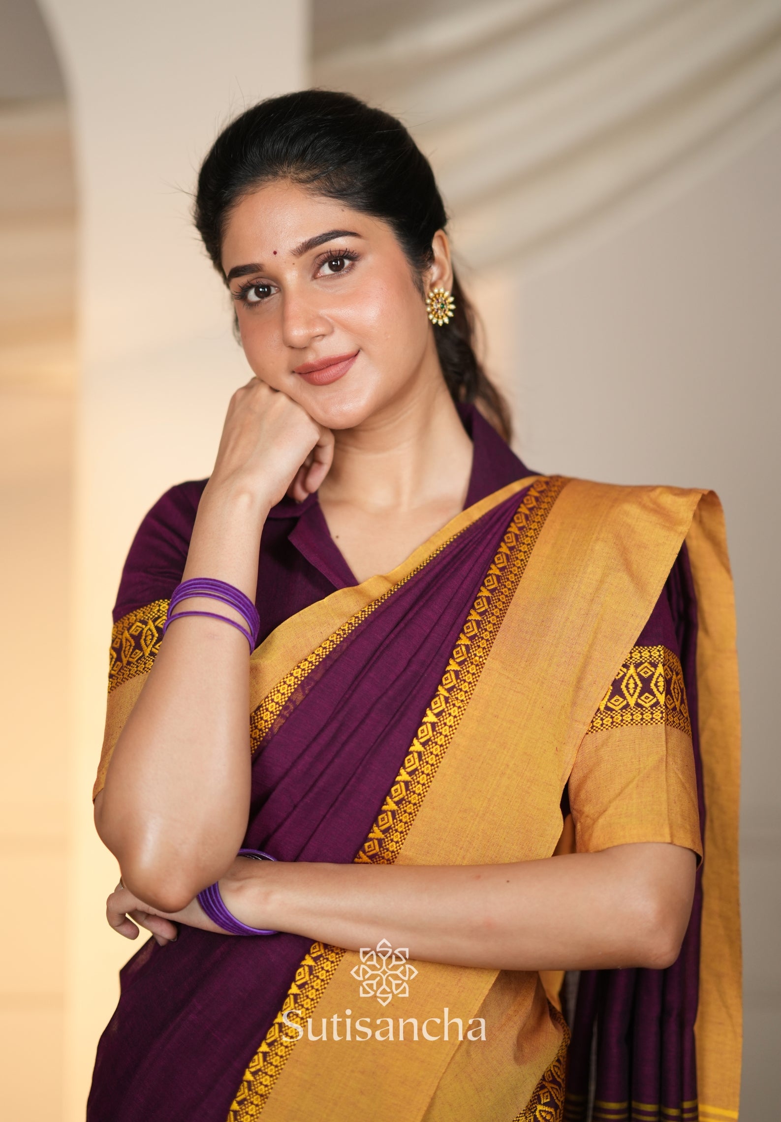 Timeless Weave Bengal Cotton Saree by Sutisancha