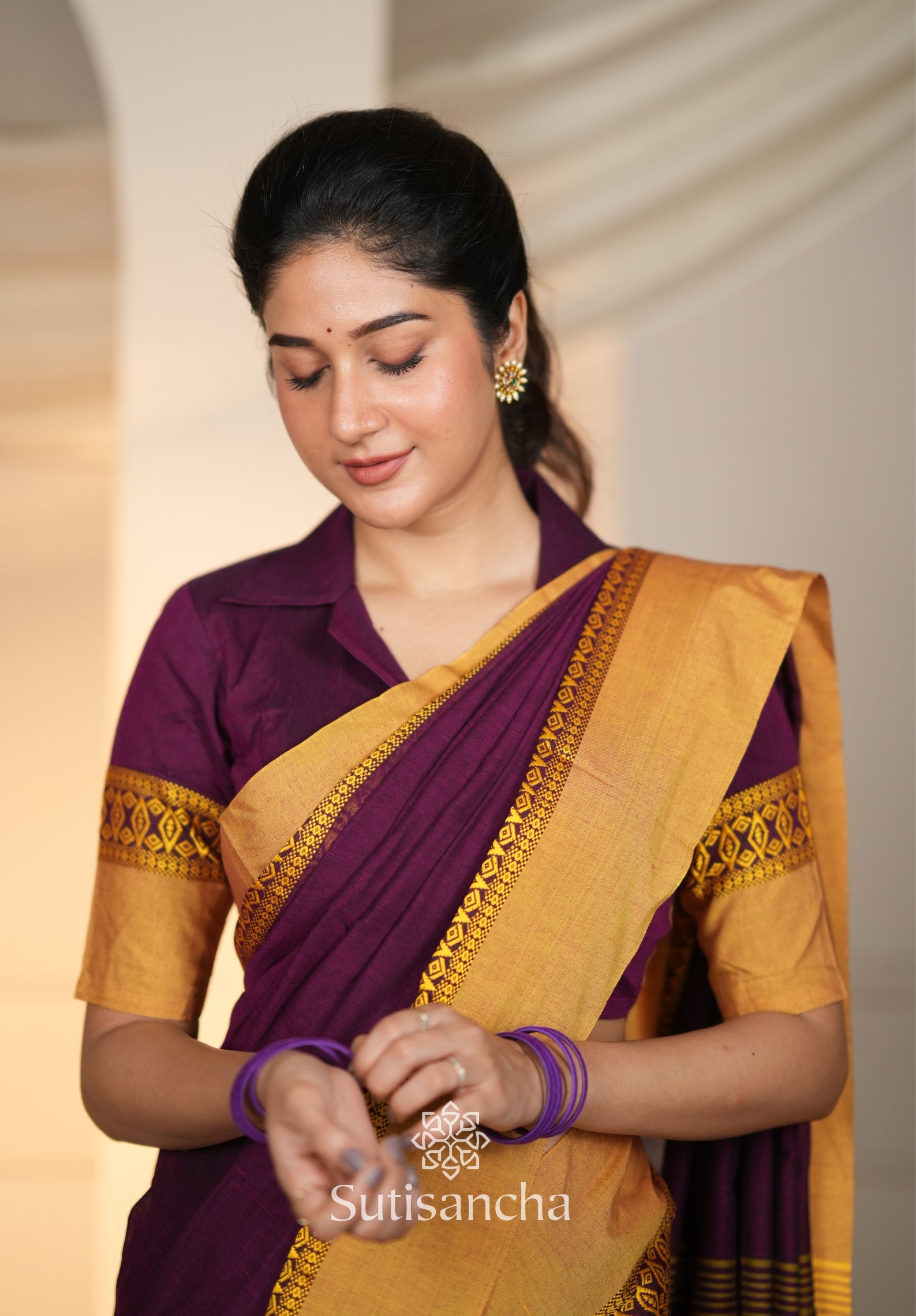 Timeless Weave Bengal Cotton Saree by Sutisancha