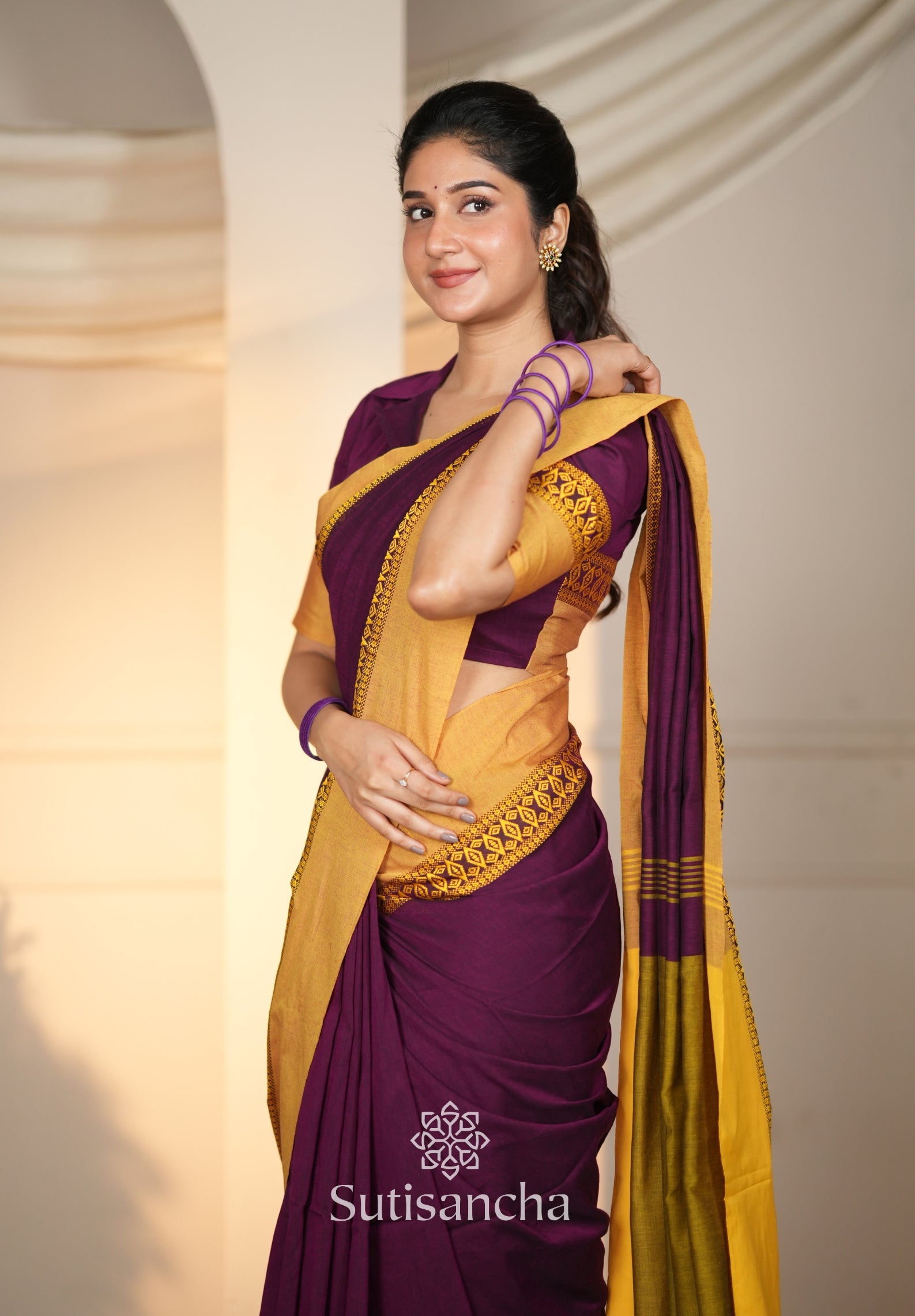 Timeless Weave Bengal Cotton Saree by Sutisancha