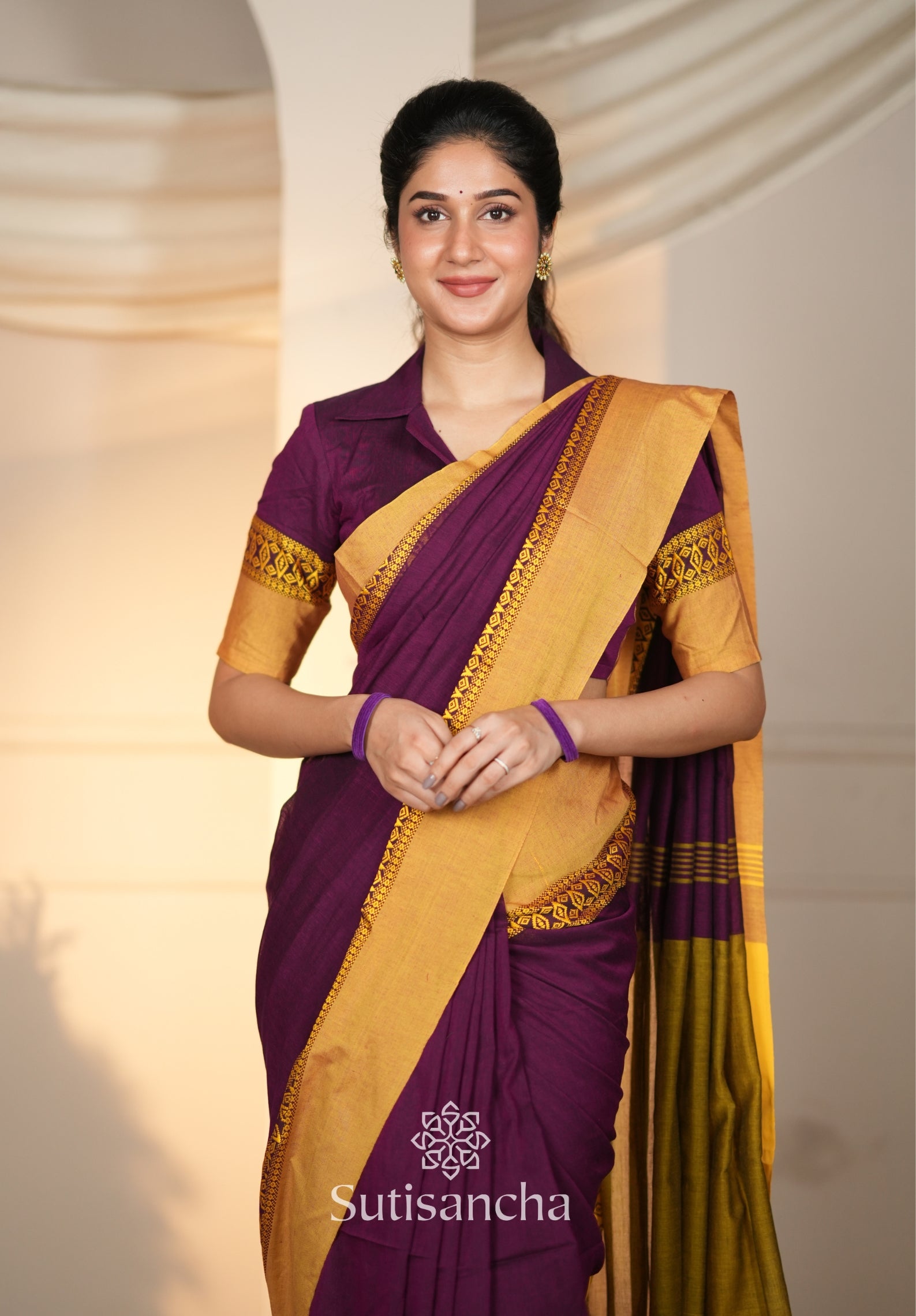 Timeless Weave Bengal Cotton Saree by Sutisancha