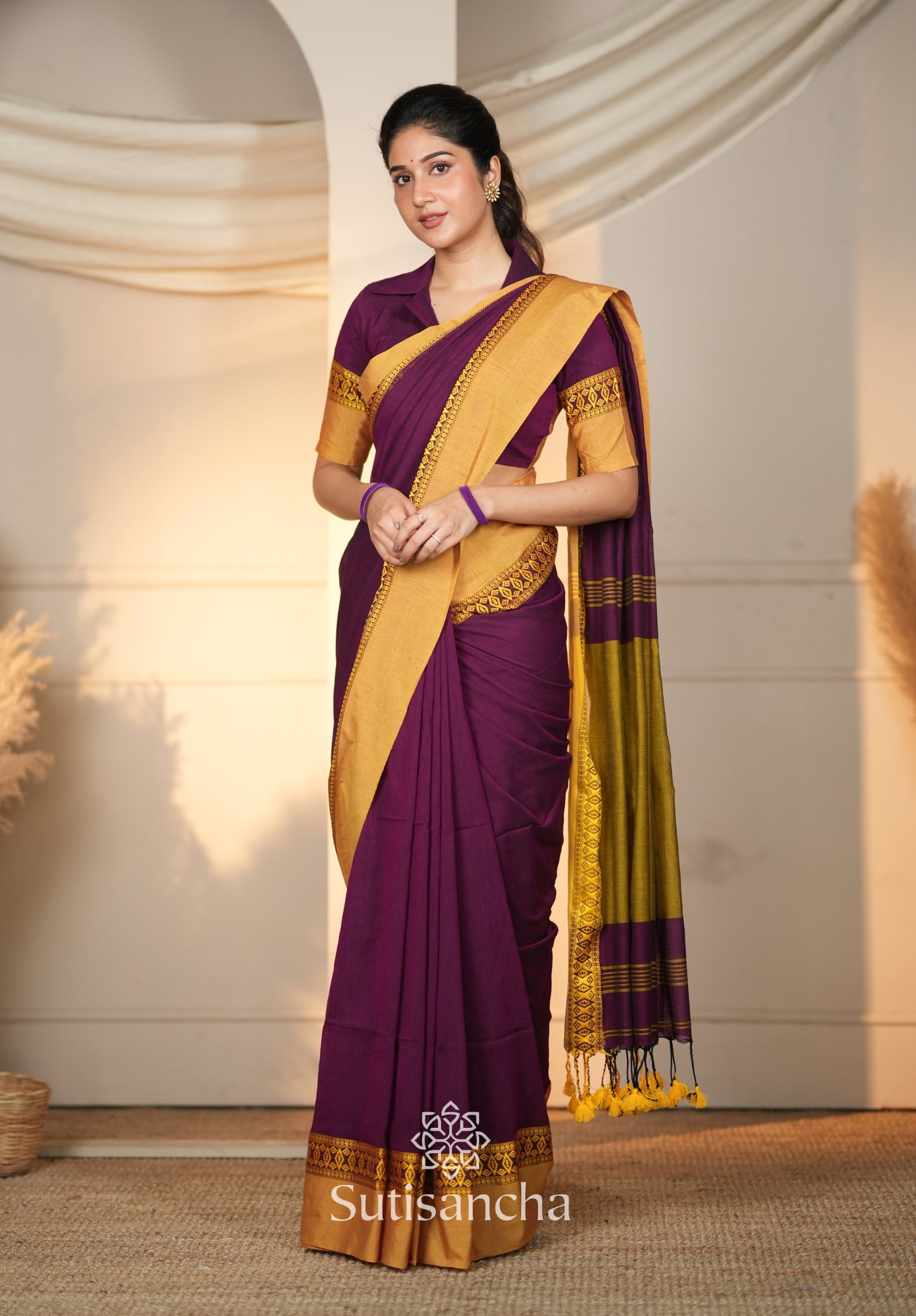 Timeless Weave Bengal Cotton Saree by Sutisancha