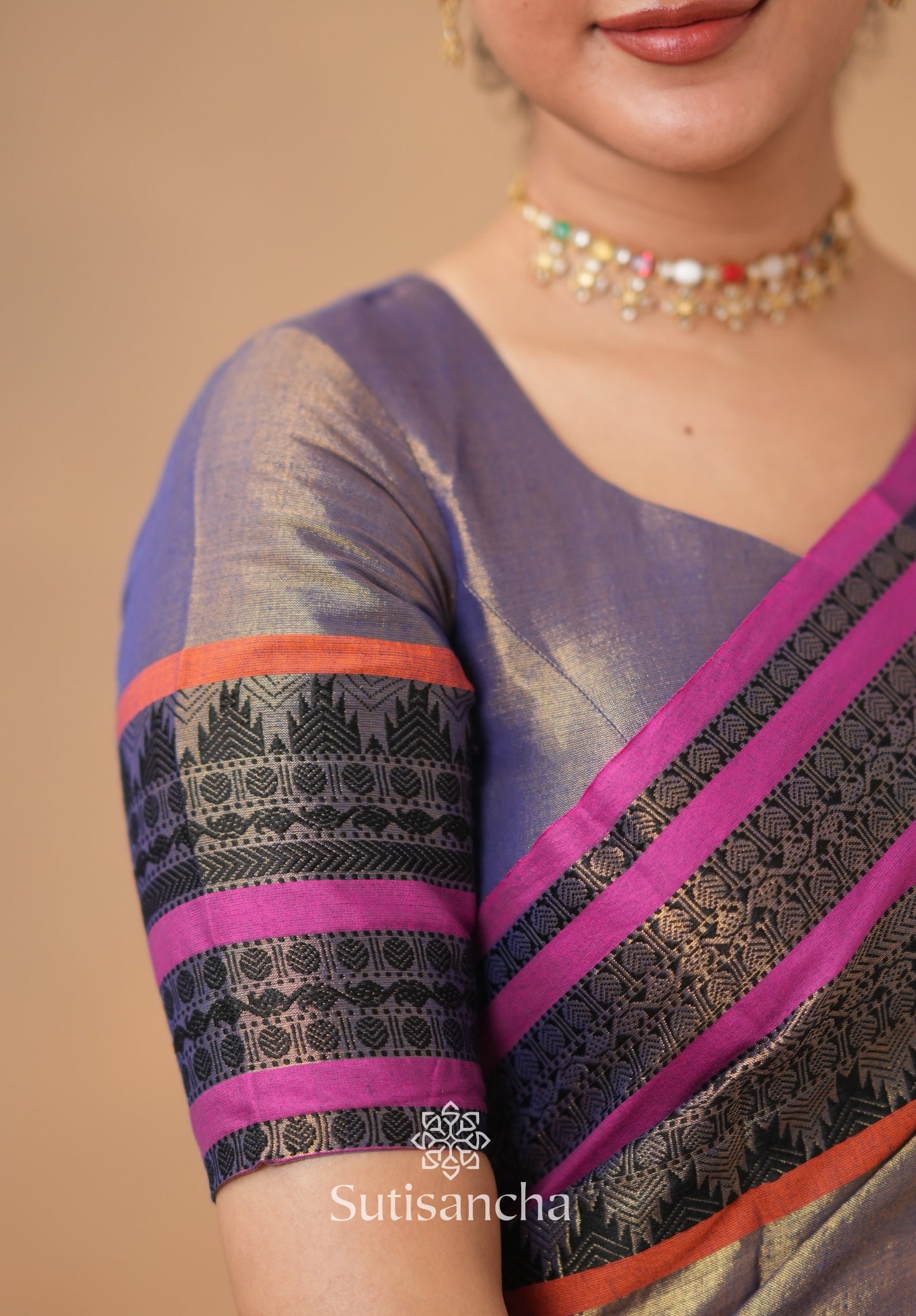 South Charm Tissue Cotton Saree with Traditional Border