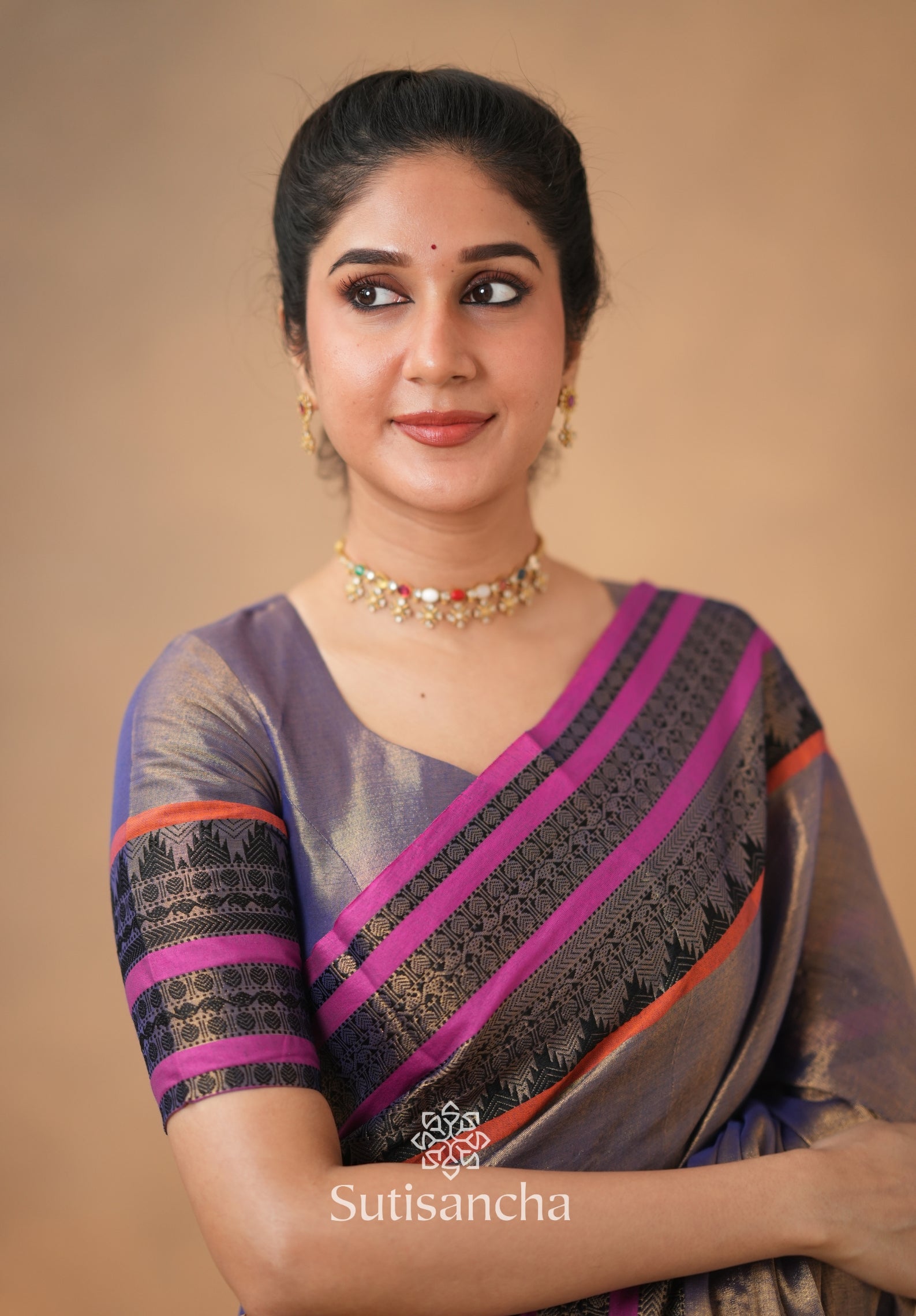 South Charm Tissue Cotton Saree with Traditional Border