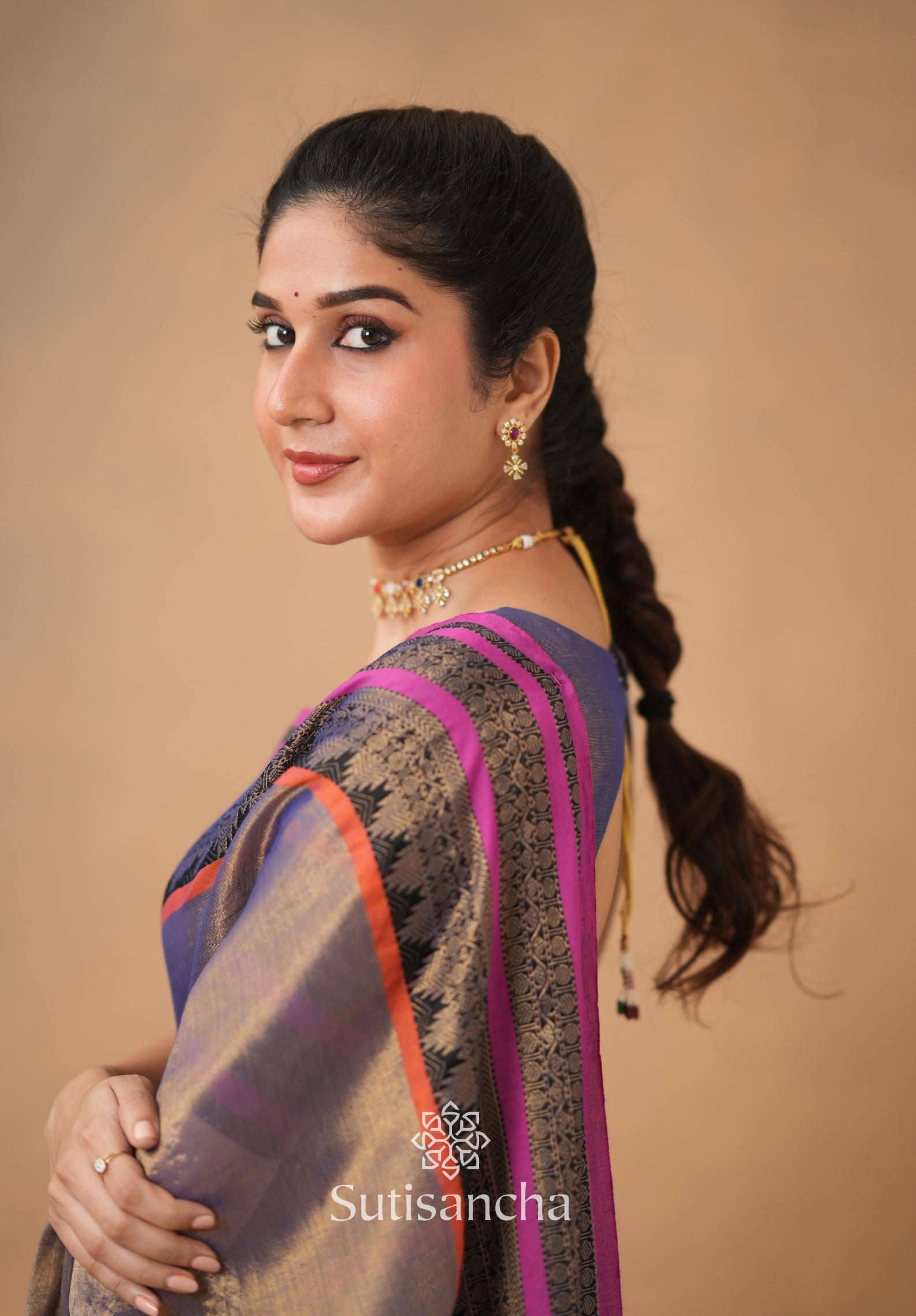 South Charm Tissue Cotton Saree with Traditional Border