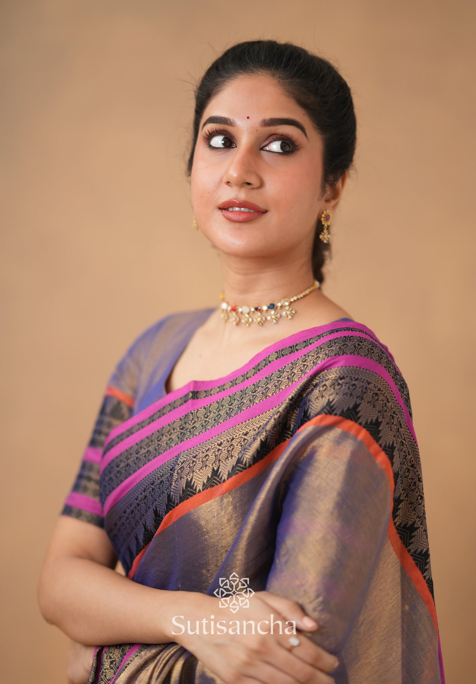 South Charm Tissue Cotton Saree with Traditional Border