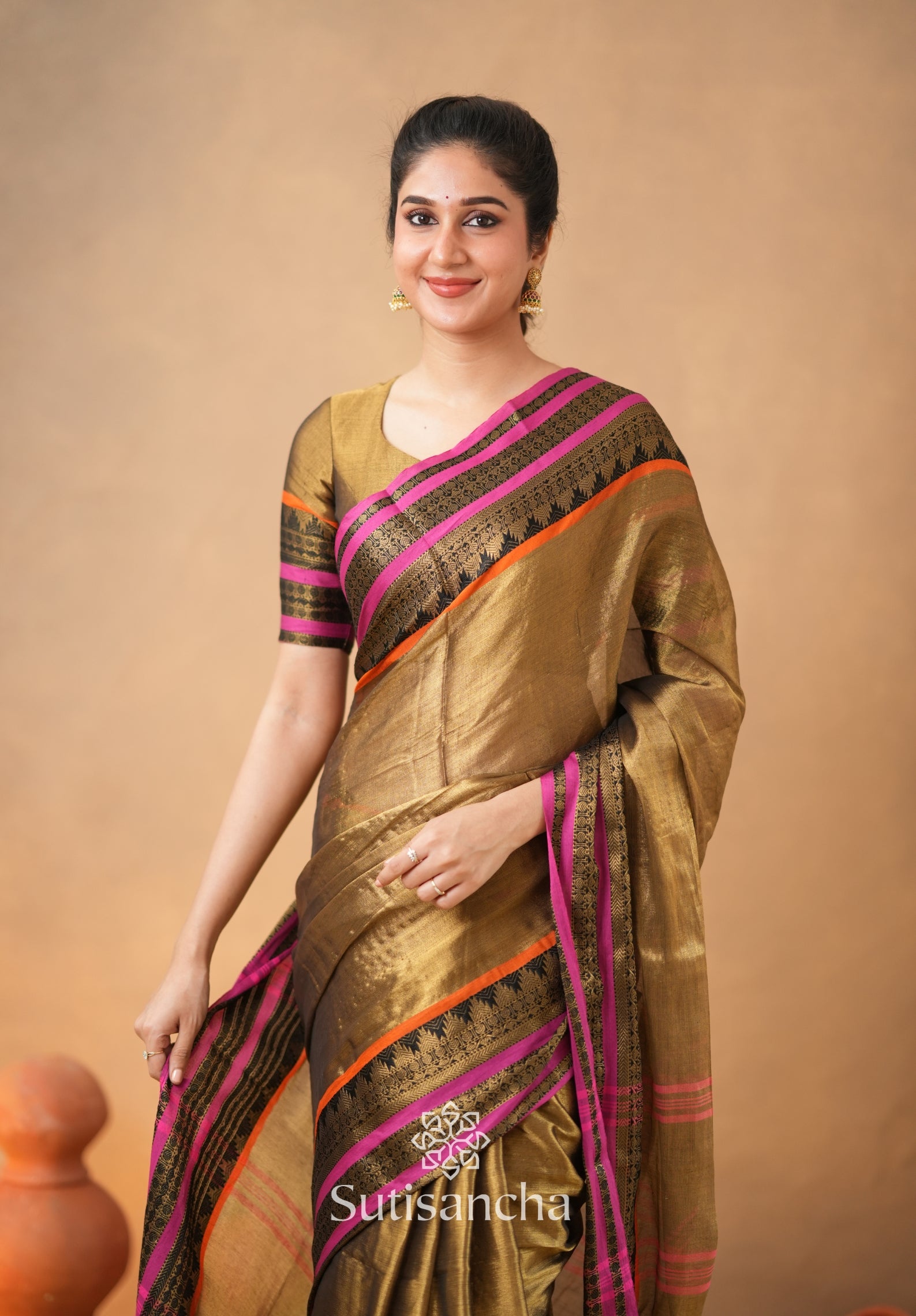 South Charm Tissue Cotton Saree with Traditional Border