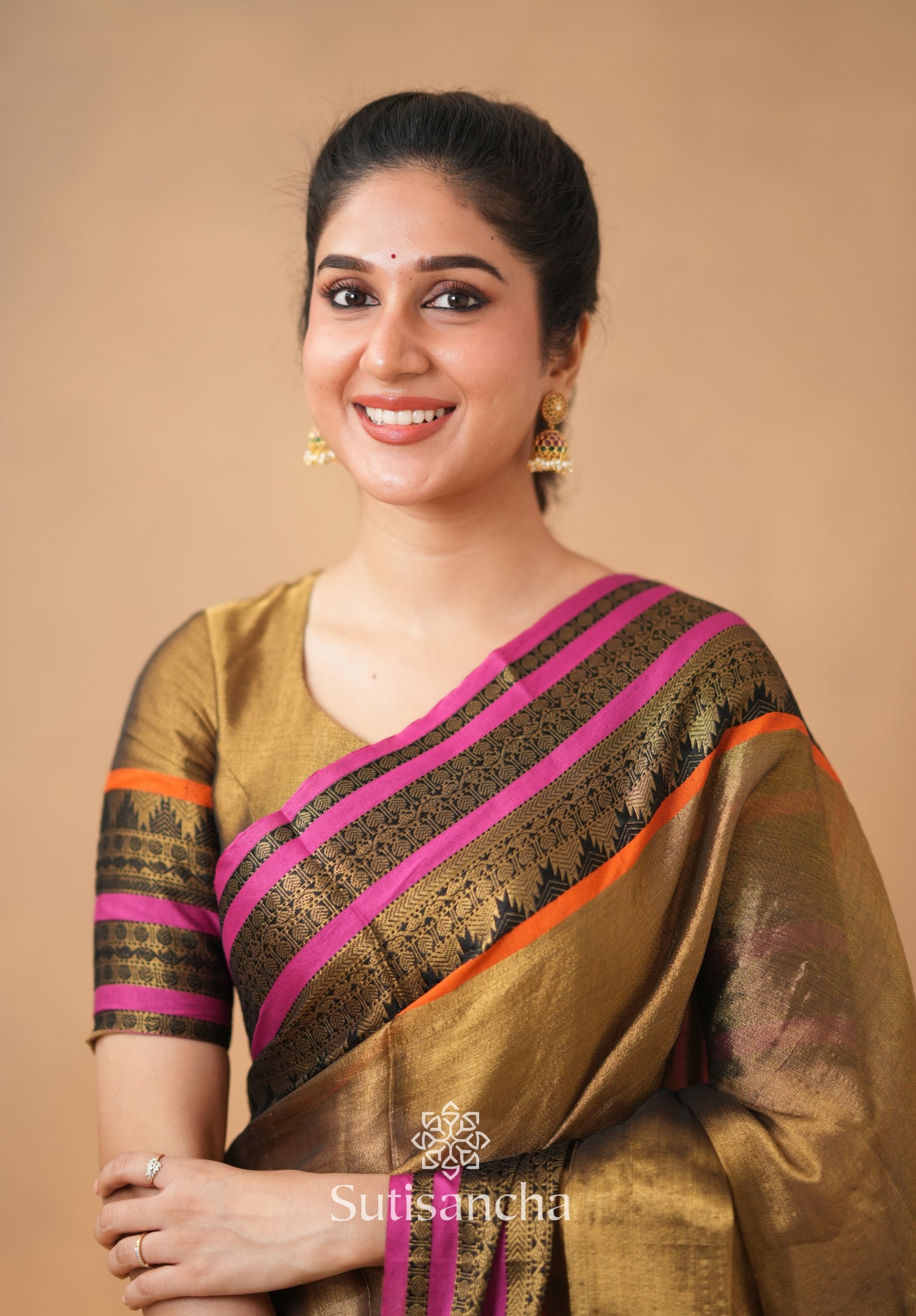 South Charm Tissue Cotton Saree with Traditional Border
