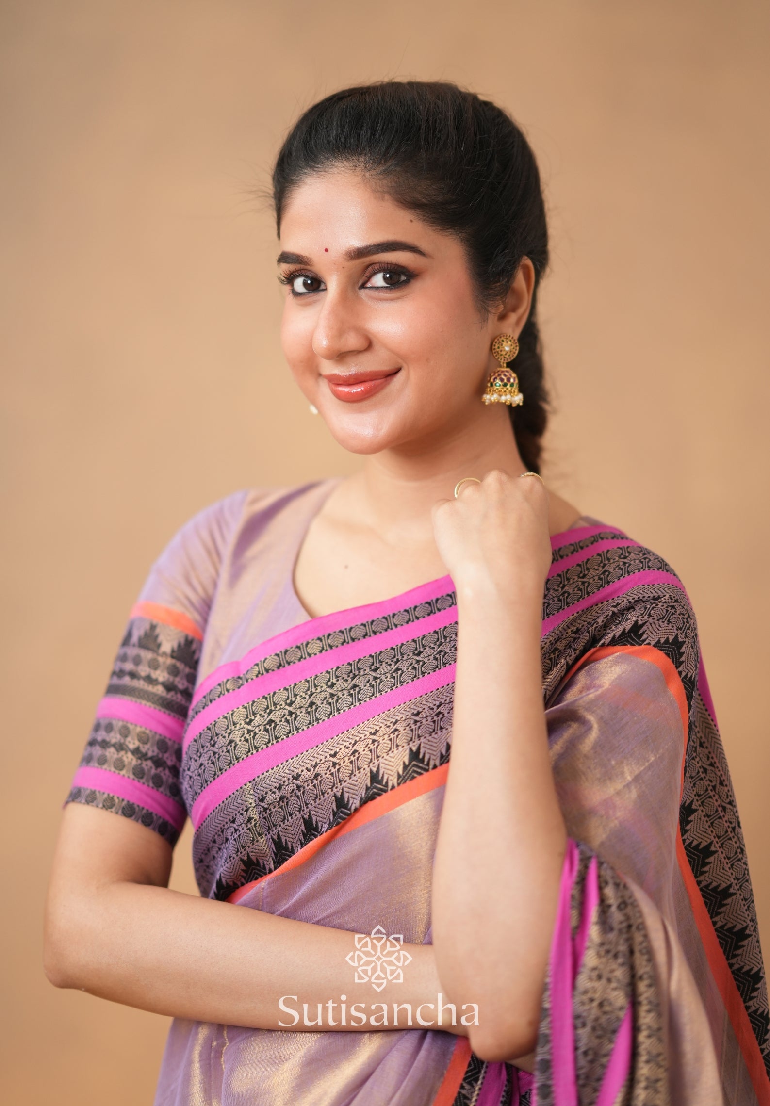 South Charm Tissue Cotton Saree with Traditional Border