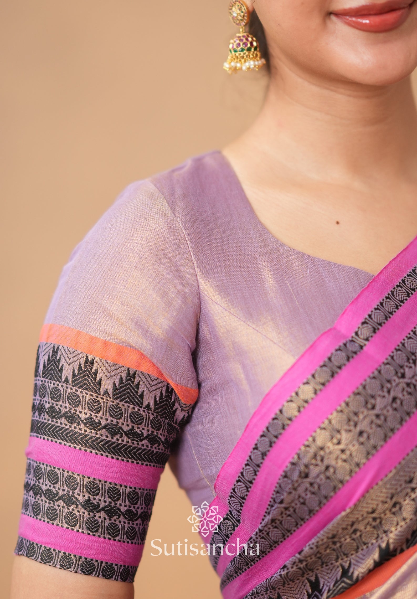 South Charm Tissue Cotton Saree with Traditional Border