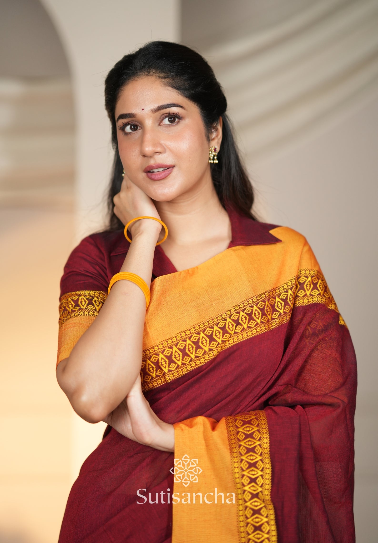 Timeless Weave Bengal Cotton Saree by Sutisancha