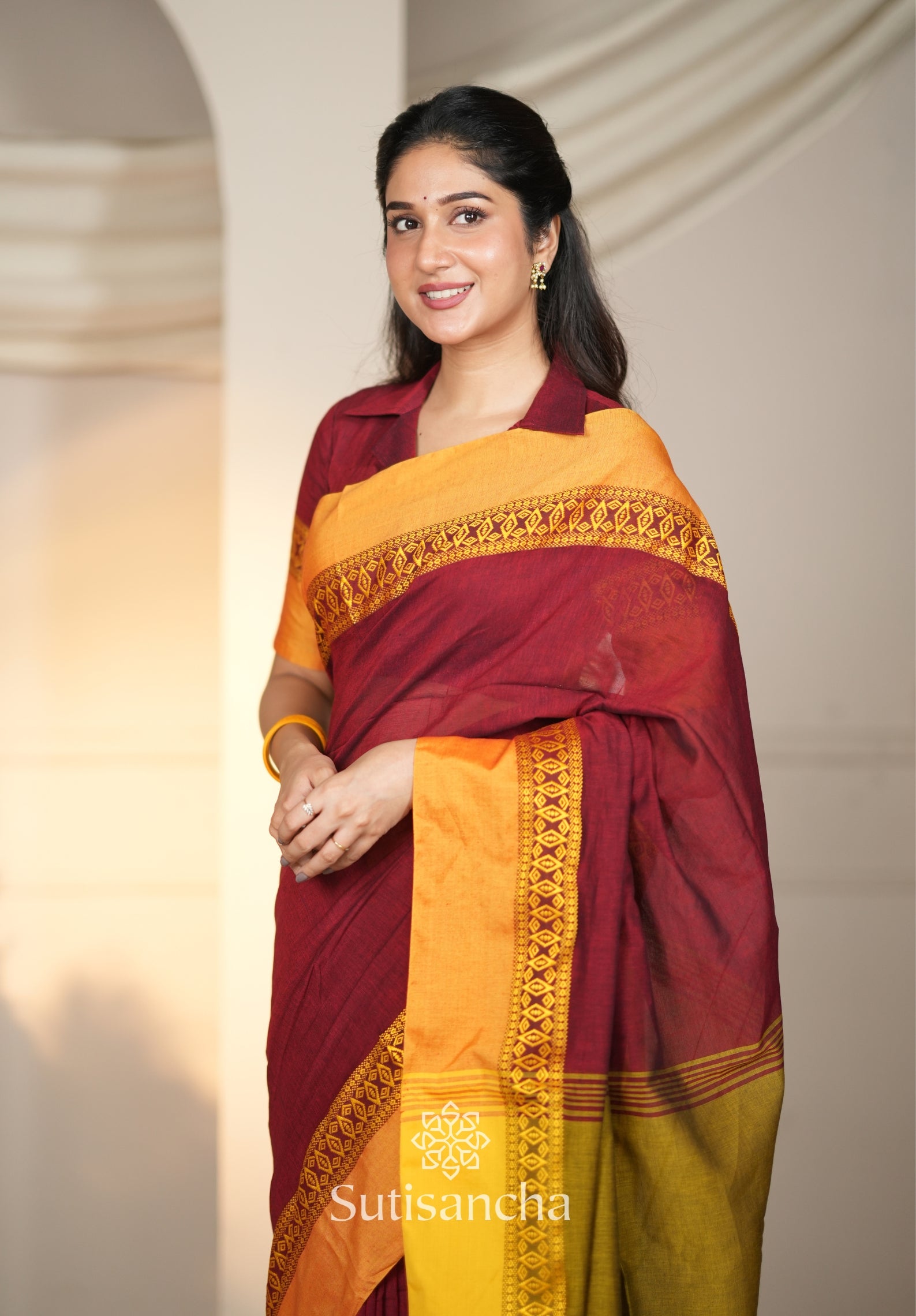 Timeless Weave Bengal Cotton Saree by Sutisancha
