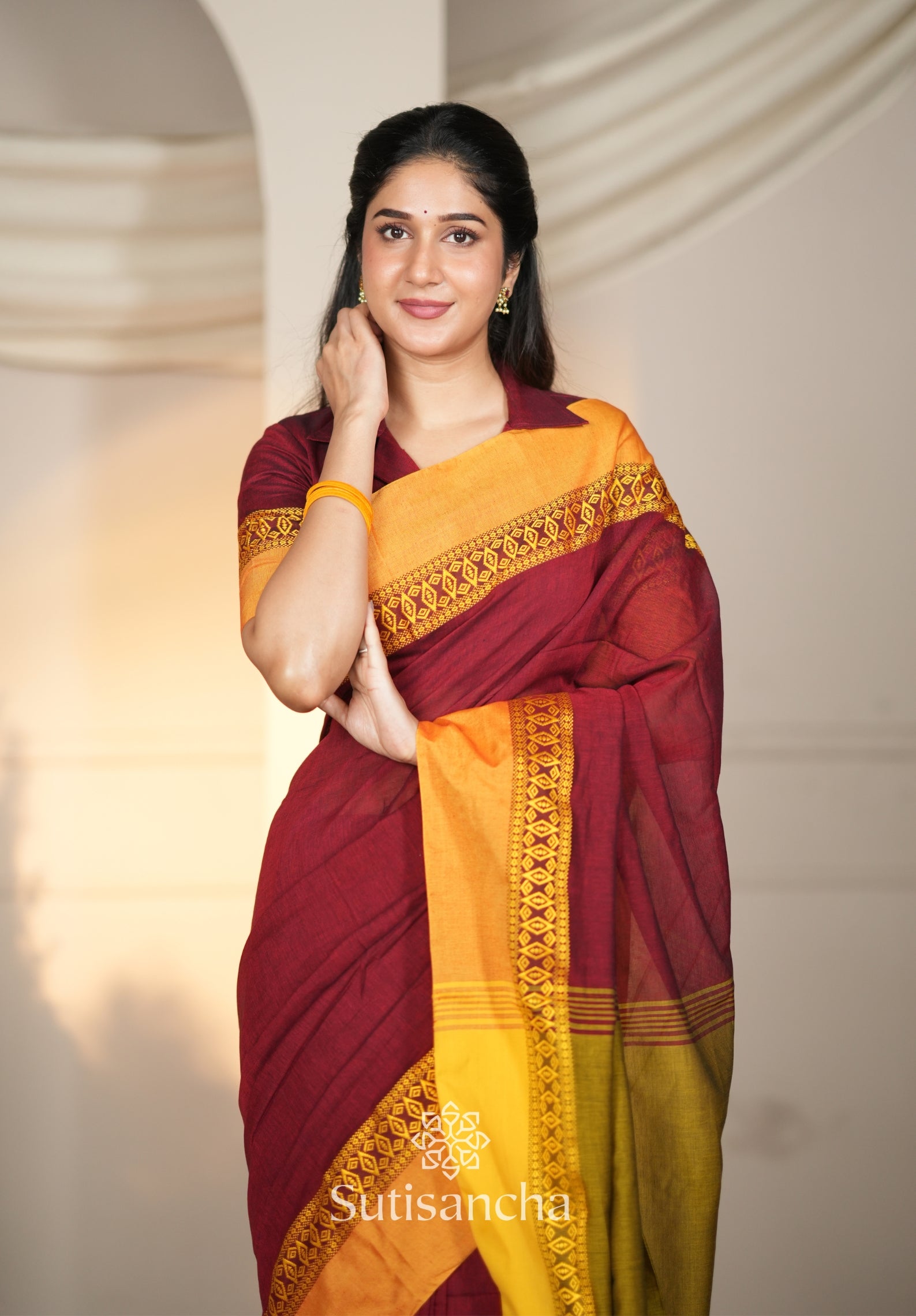Timeless Weave Bengal Cotton Saree by Sutisancha