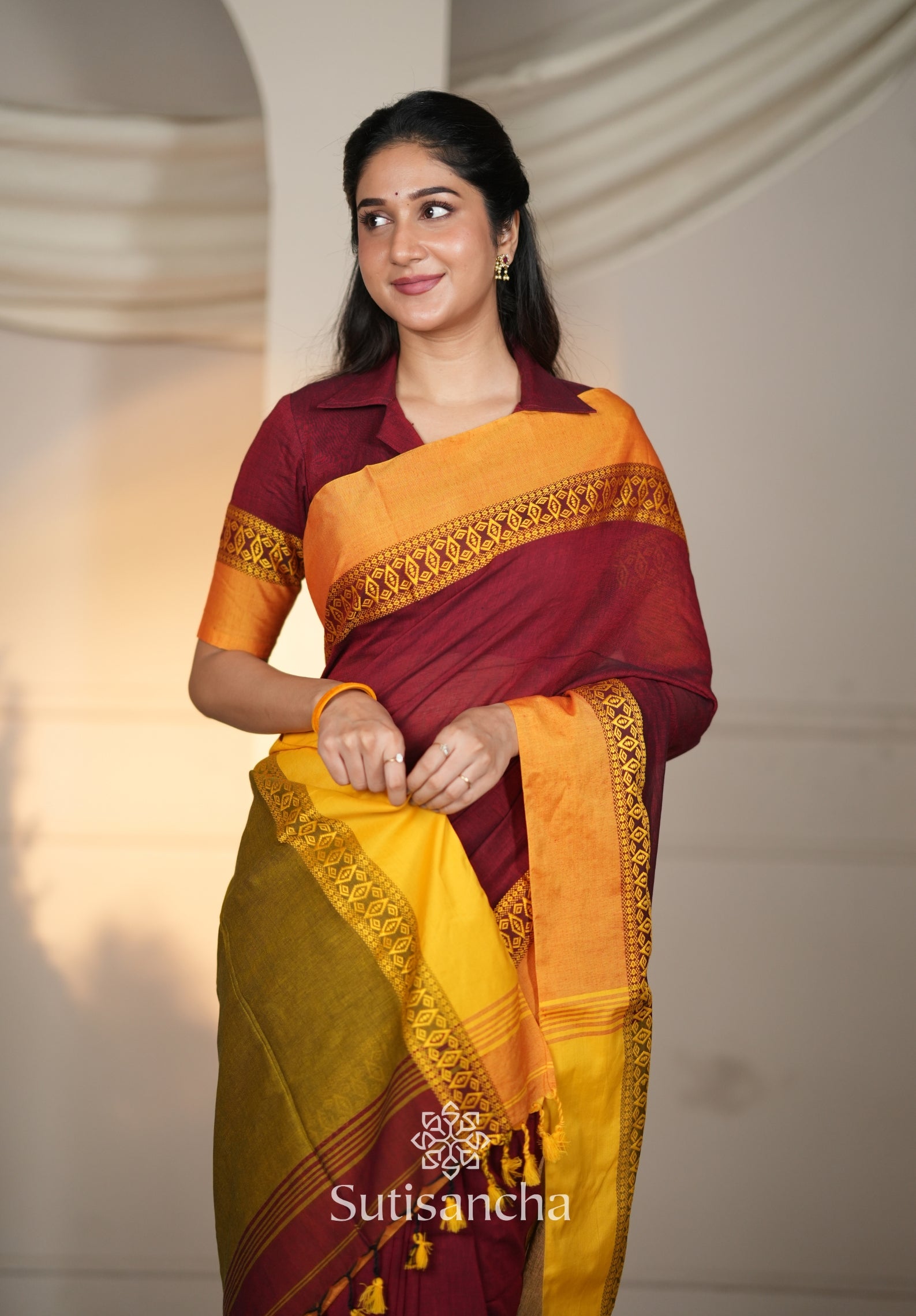 Timeless Weave Bengal Cotton Saree by Sutisancha