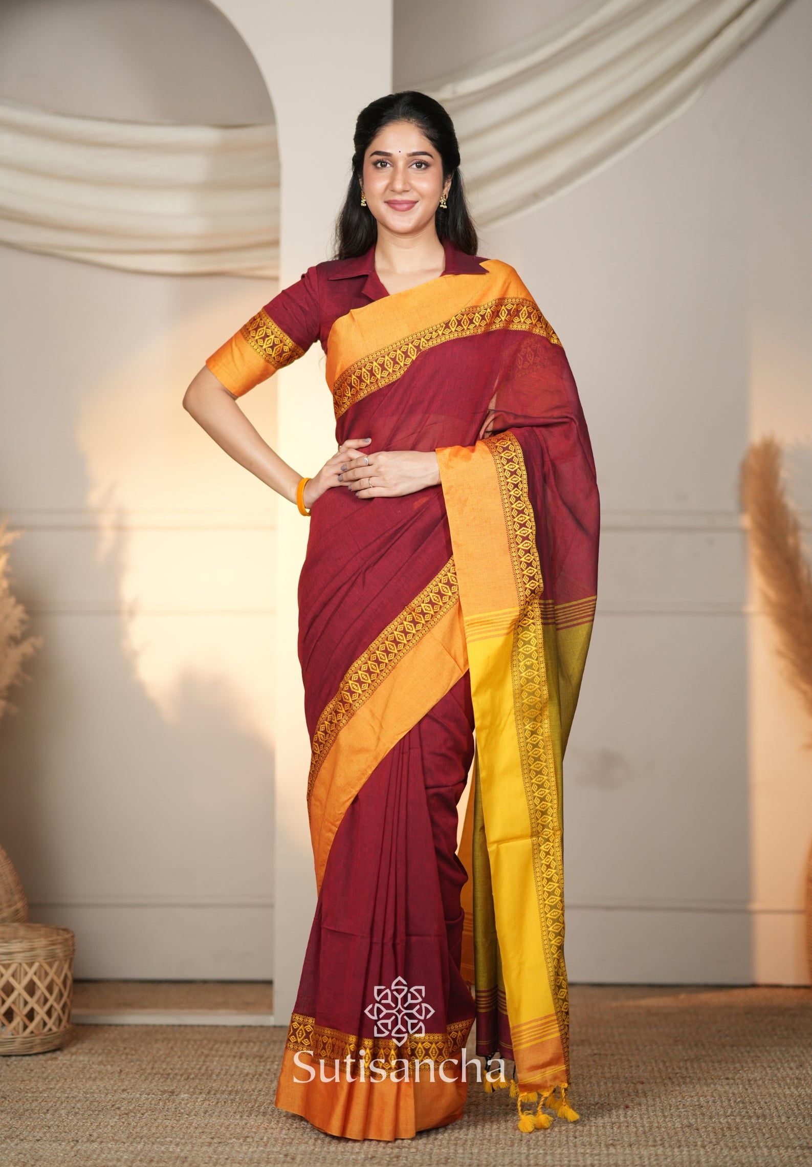 Timeless Weave Bengal Cotton Saree by Sutisancha