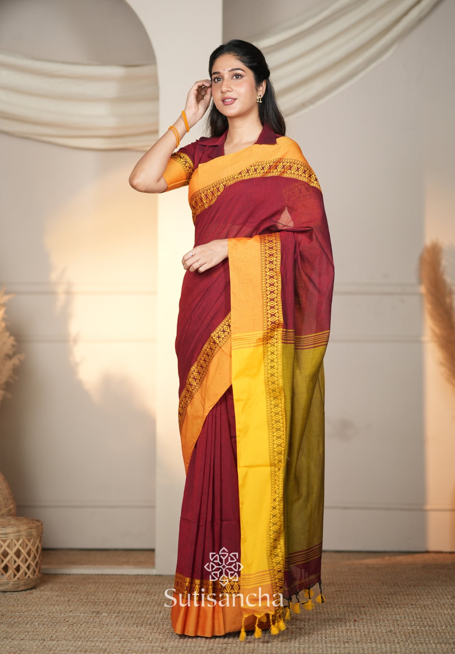 Timeless Weave Bengal Cotton Saree by Sutisancha