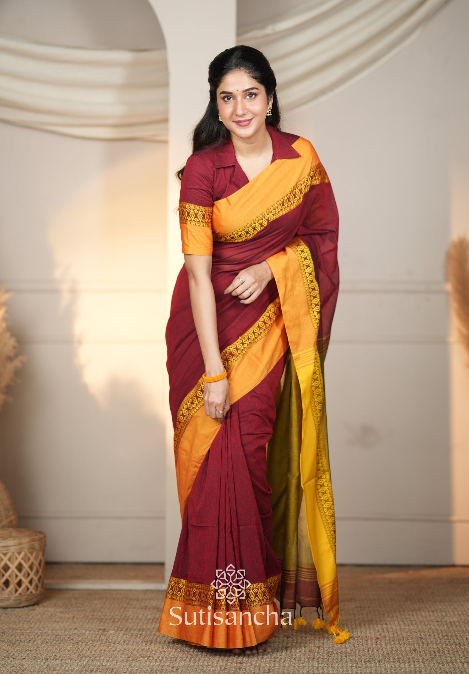 Timeless Weave Bengal Cotton Saree by Sutisancha