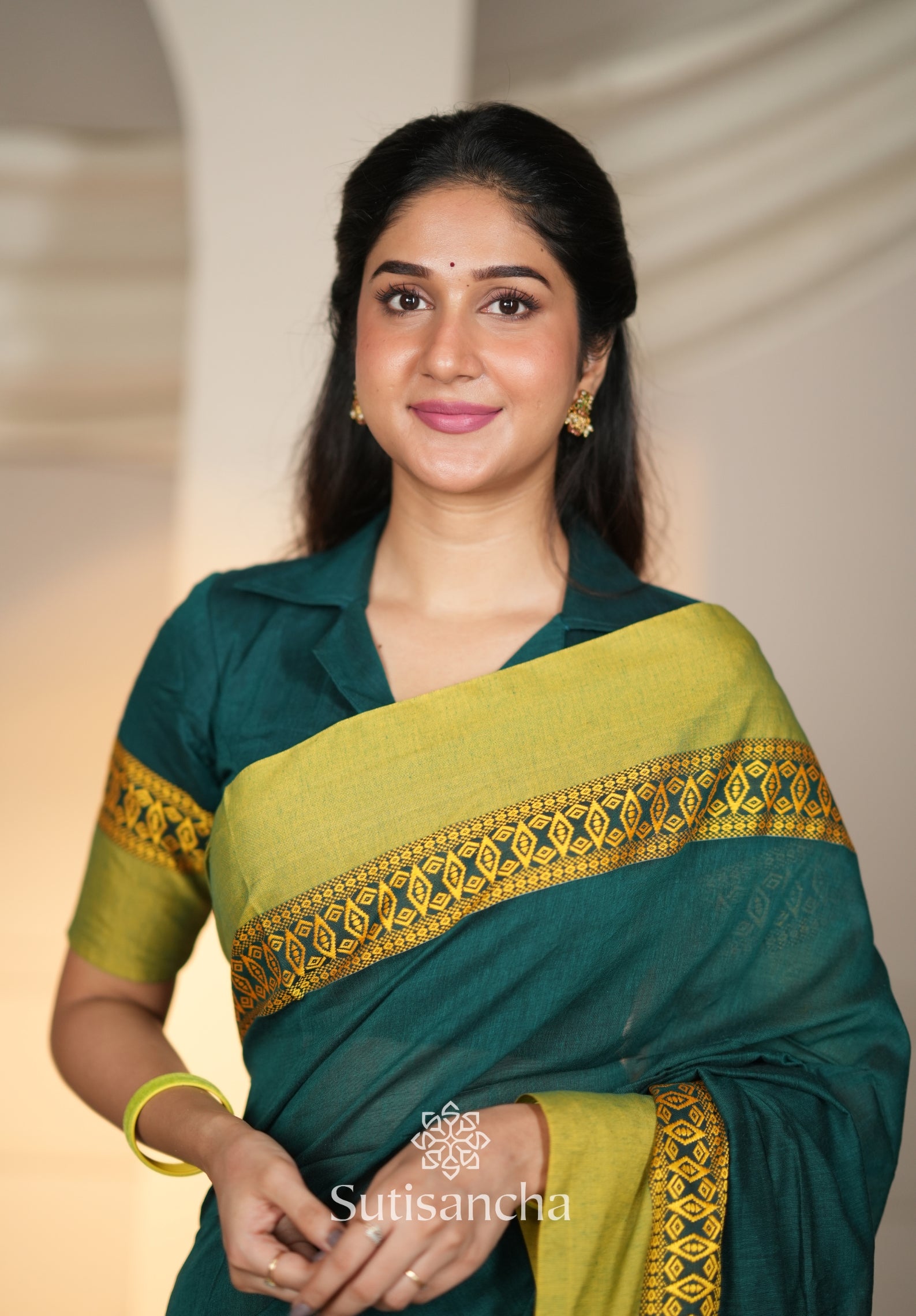 Timeless Weave Bengal Cotton Saree by Sutisancha