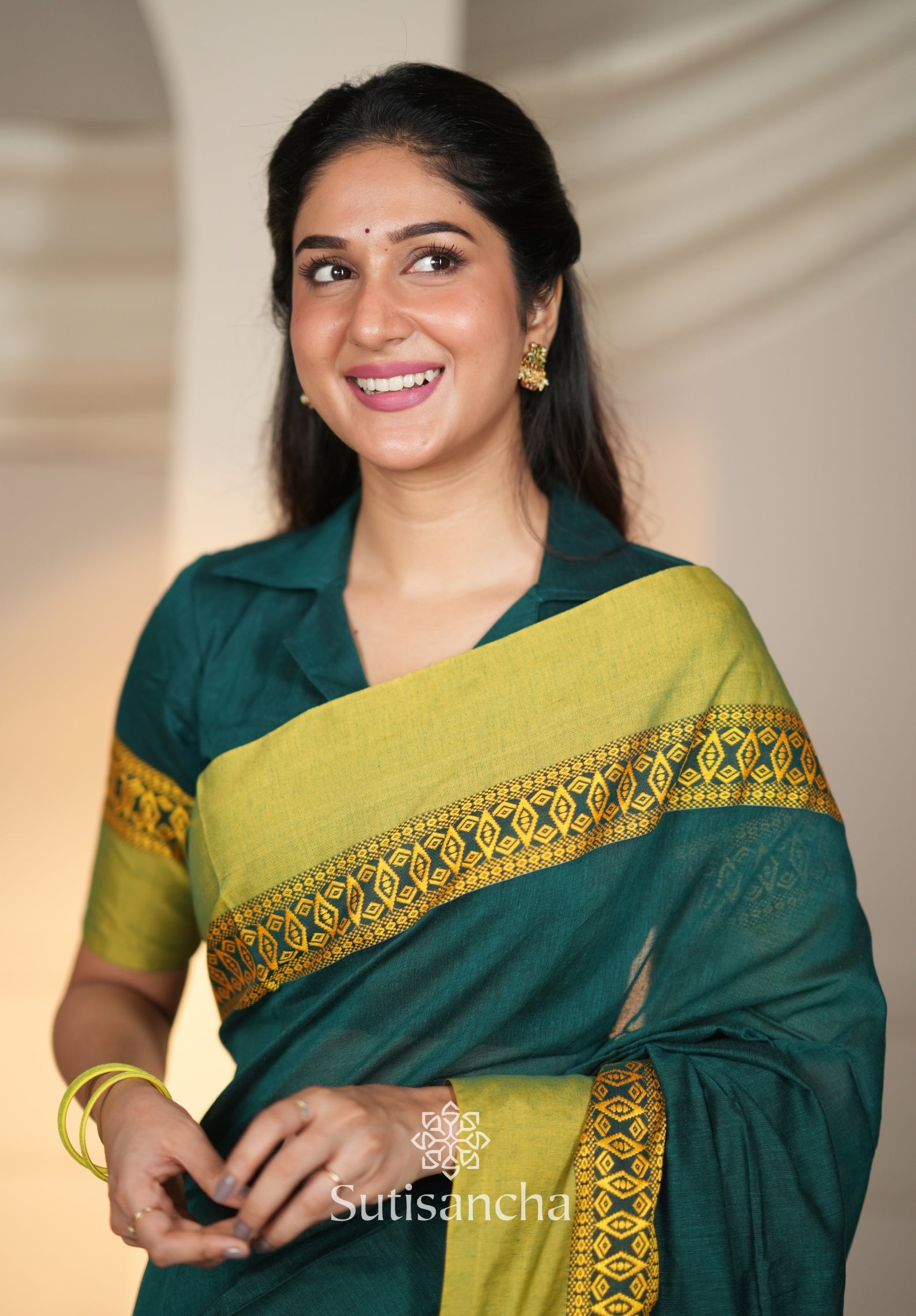 Timeless Weave Bengal Cotton Saree by Sutisancha