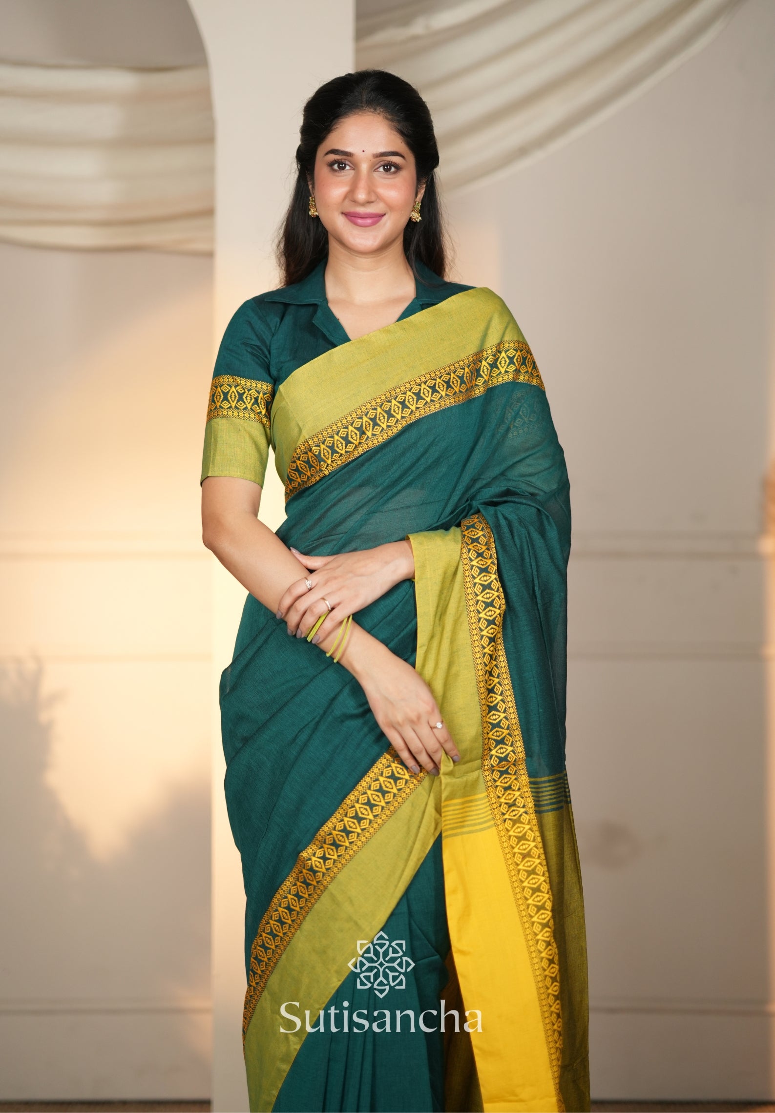 Timeless Weave Bengal Cotton Saree by Sutisancha