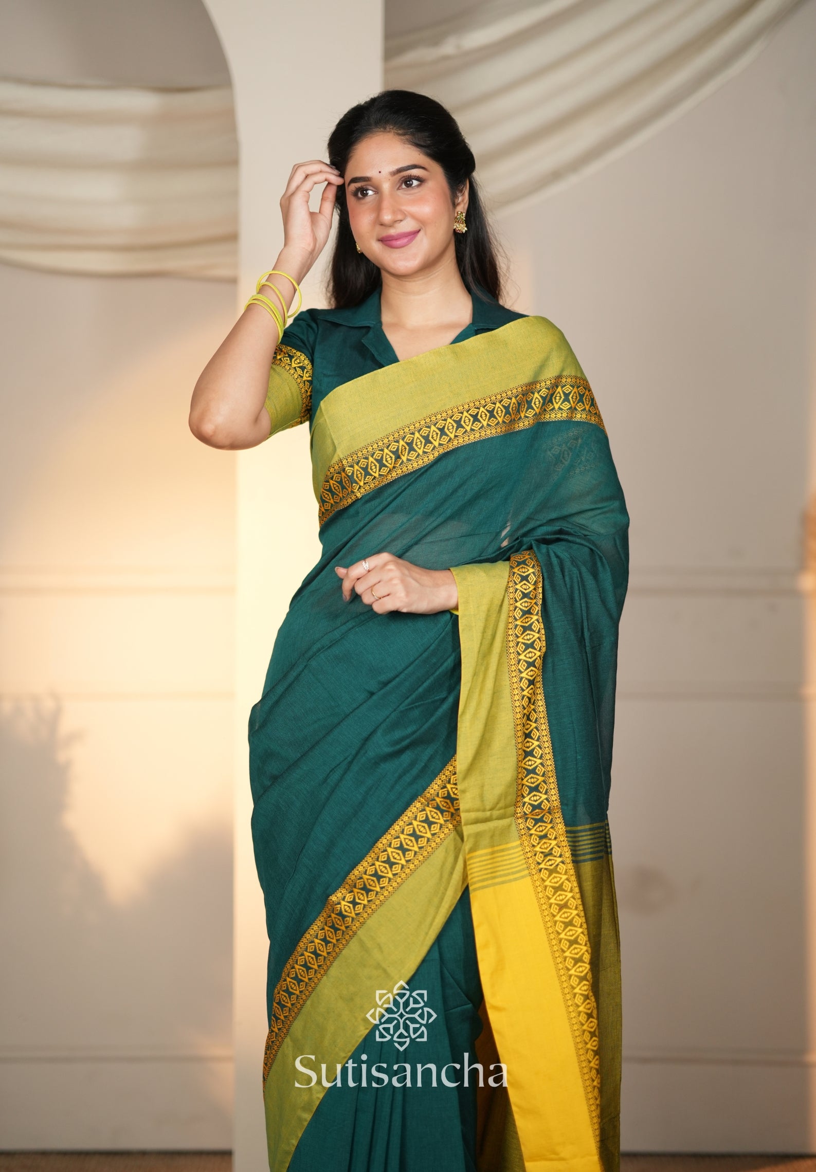Timeless Weave Bengal Cotton Saree by Sutisancha