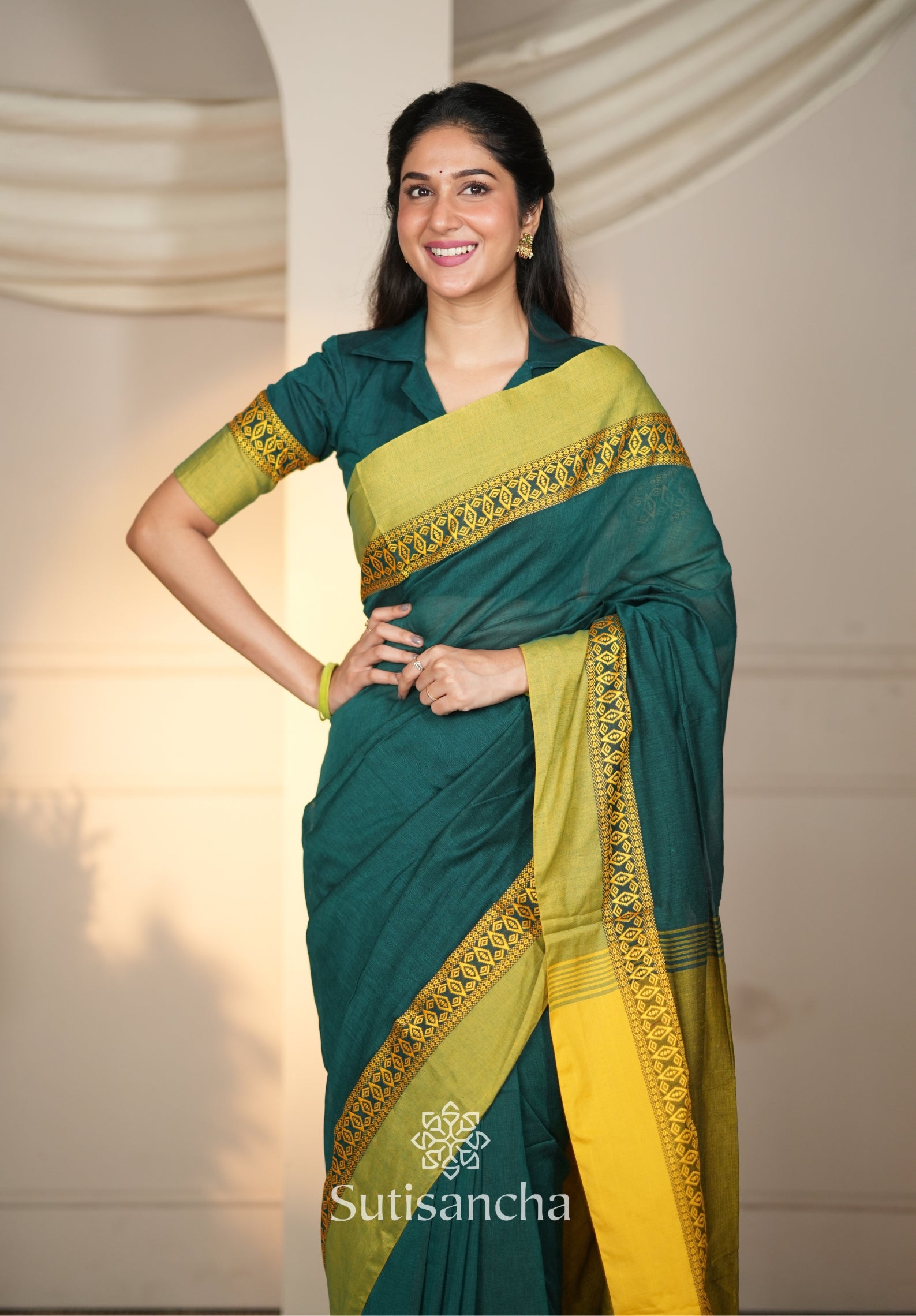 Timeless Weave Bengal Cotton Saree by Sutisancha