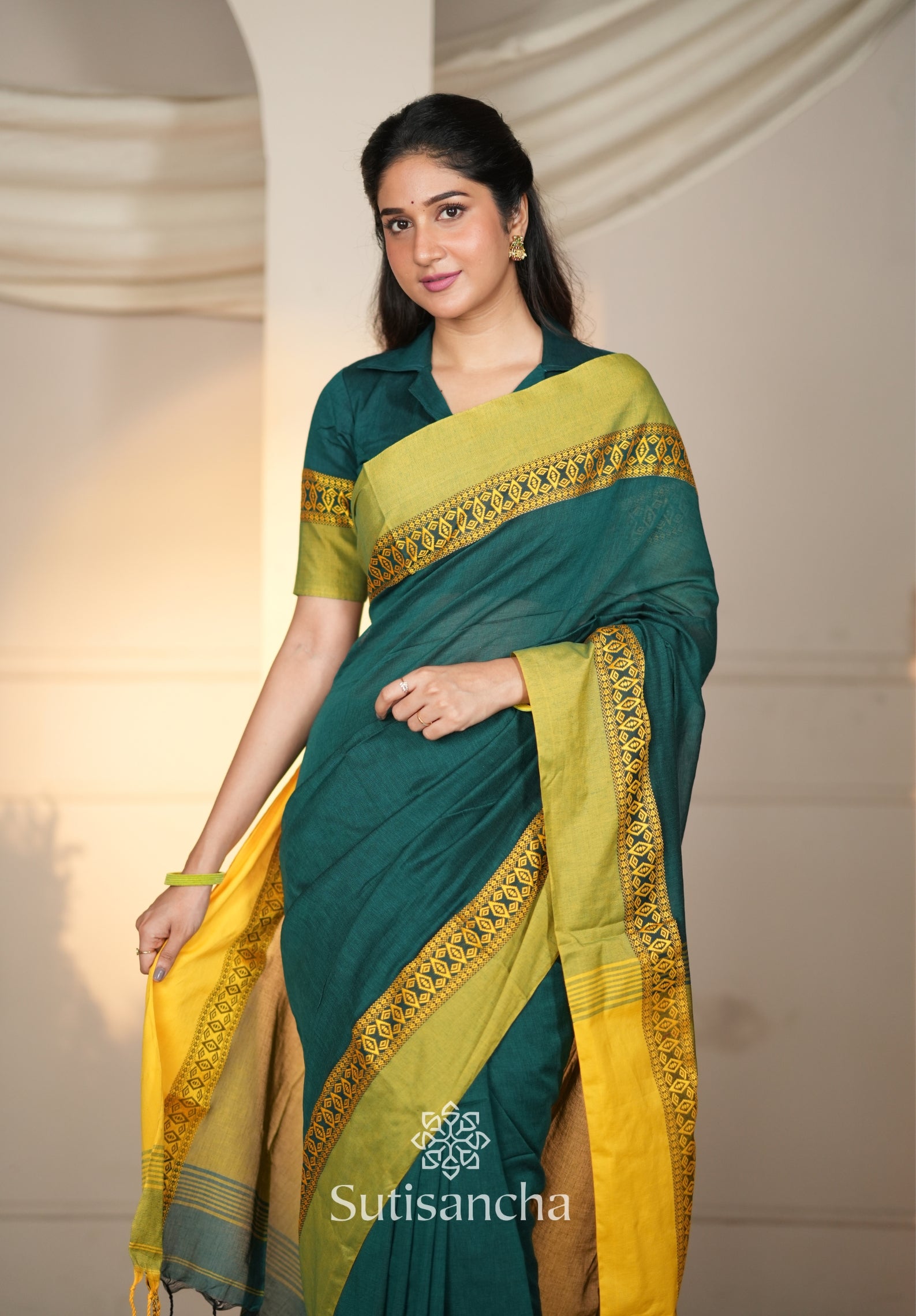 Timeless Weave Bengal Cotton Saree by Sutisancha