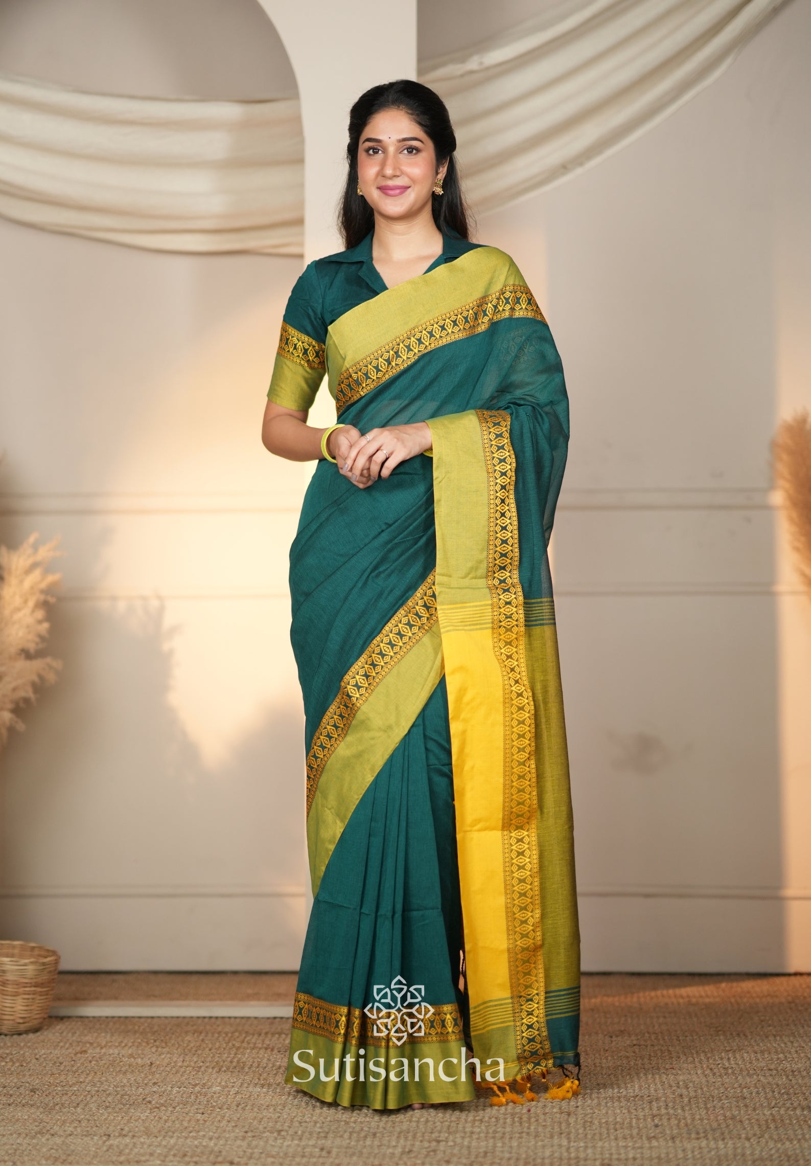 Timeless Weave Bengal Cotton Saree by Sutisancha