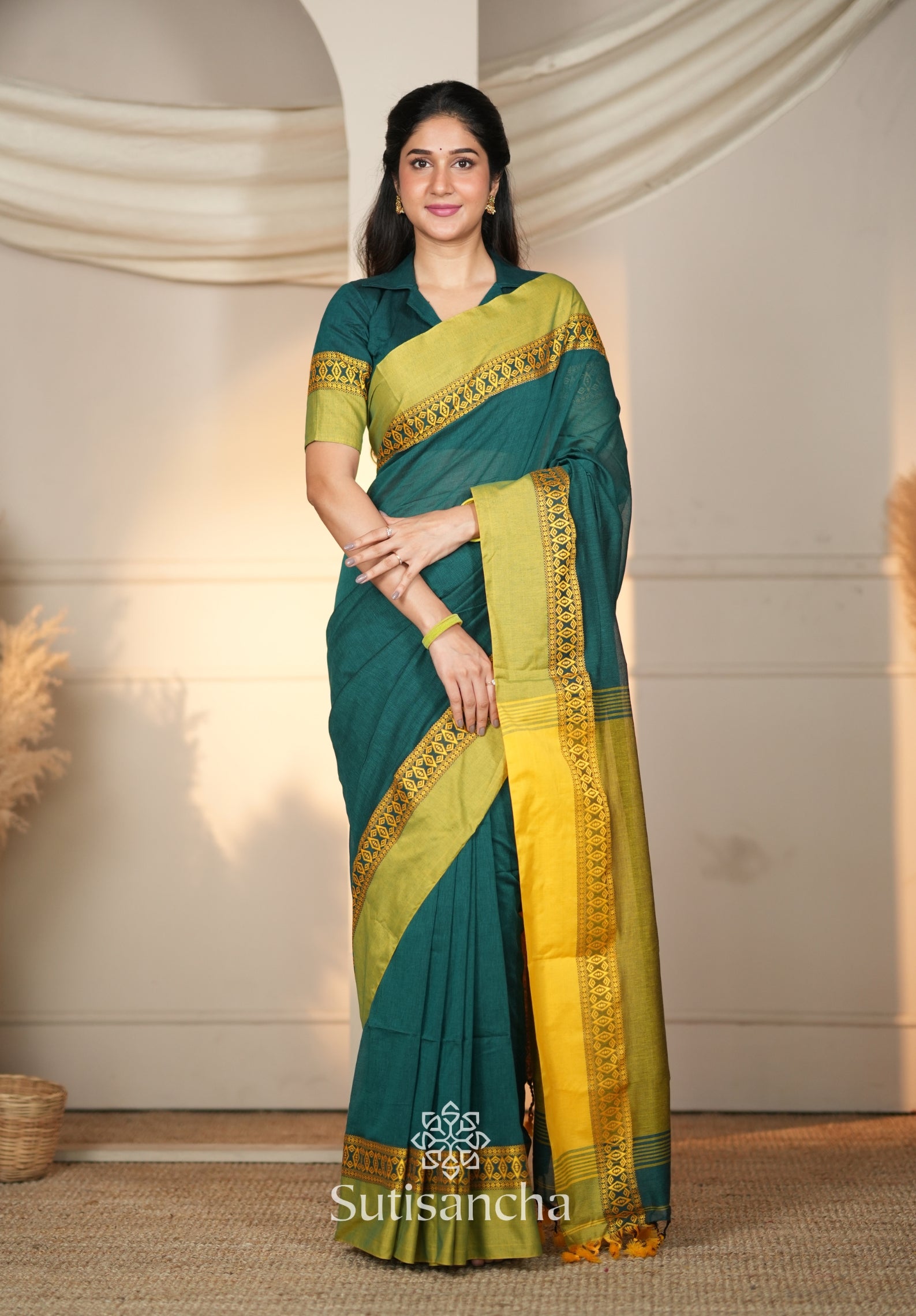 Timeless Weave Bengal Cotton Saree by Sutisancha