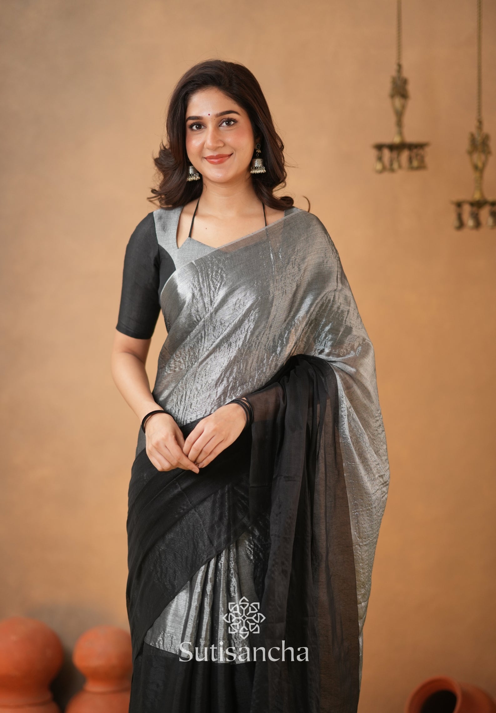 Regal Split Elegance Handloom Tissue Cotton Saree