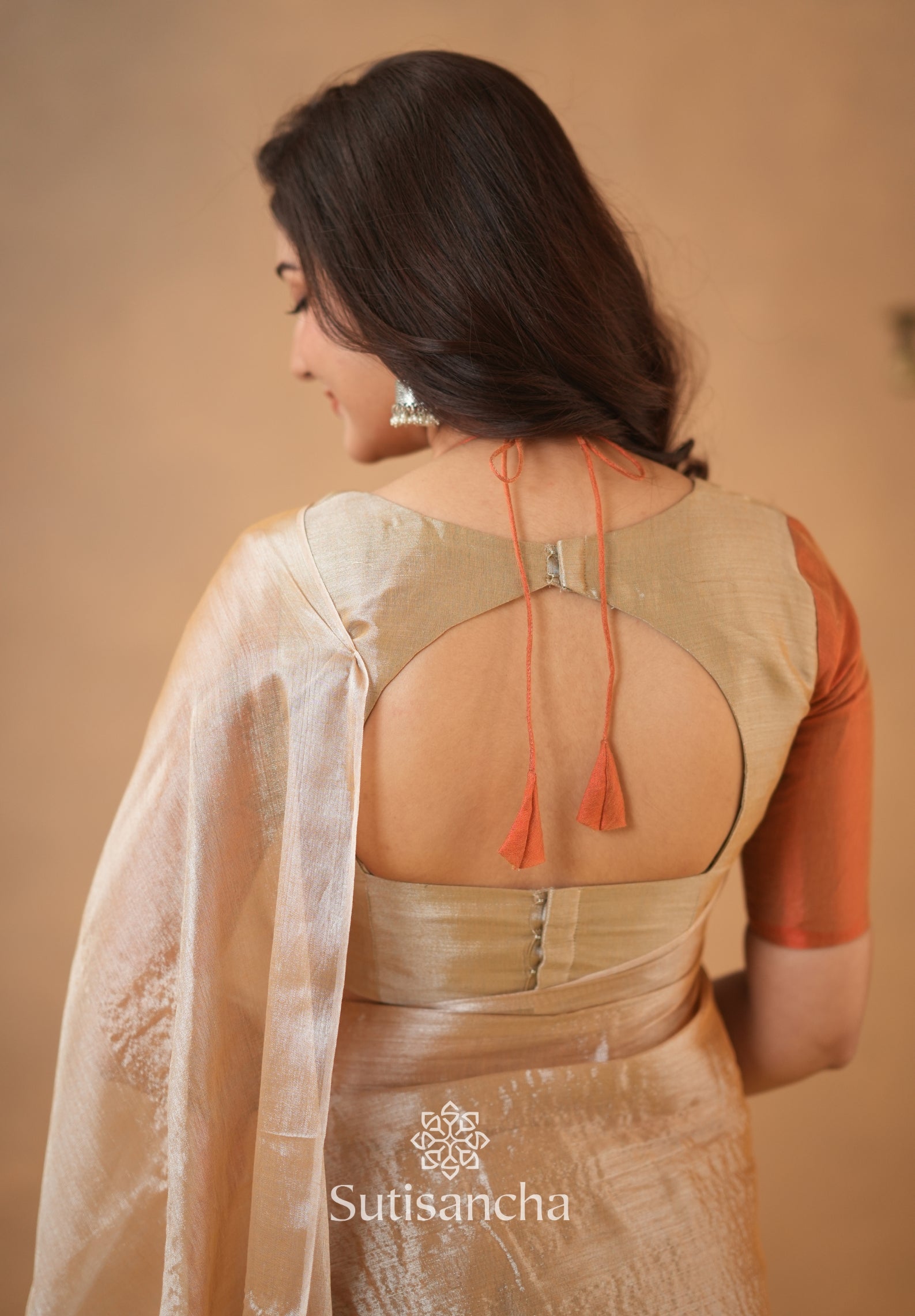 Regal Split Elegance Handloom Tissue Cotton Saree