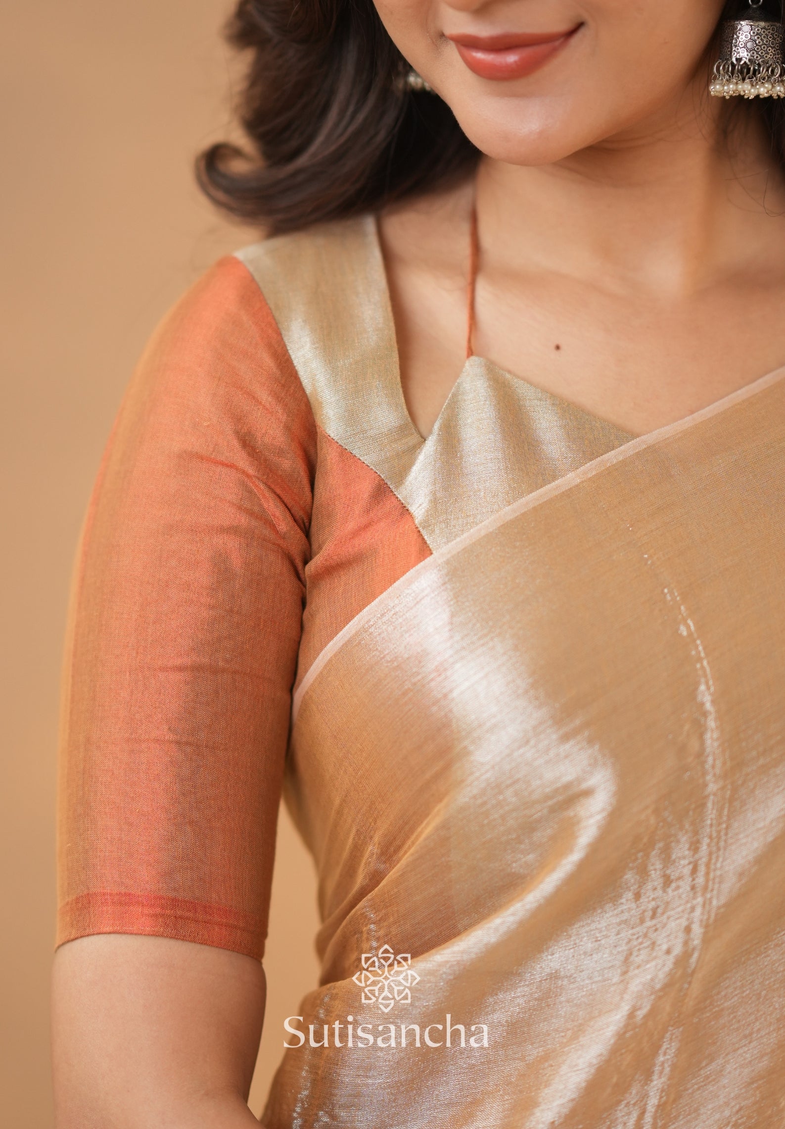 Regal Split Elegance Handloom Tissue Cotton Saree