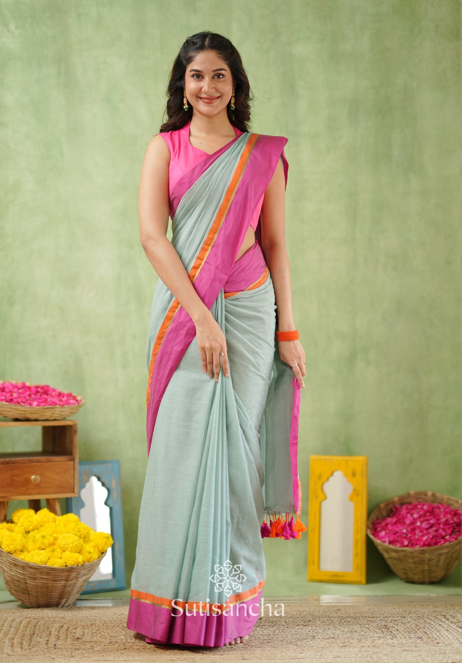 Pink Poise Pure Cotton Saree