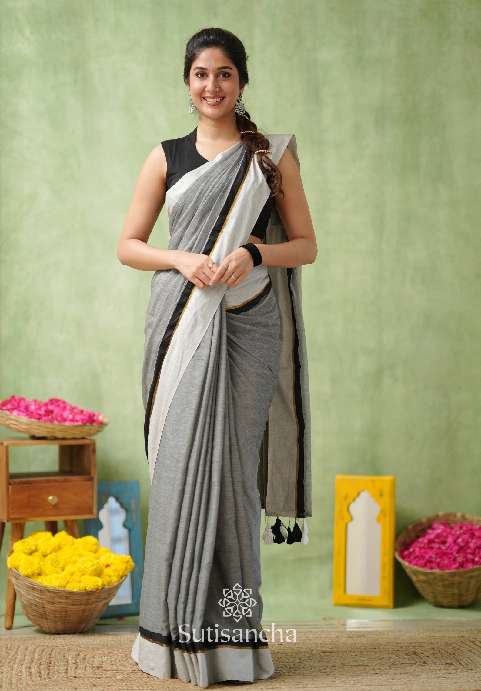 Luminous Charm Mul Saree