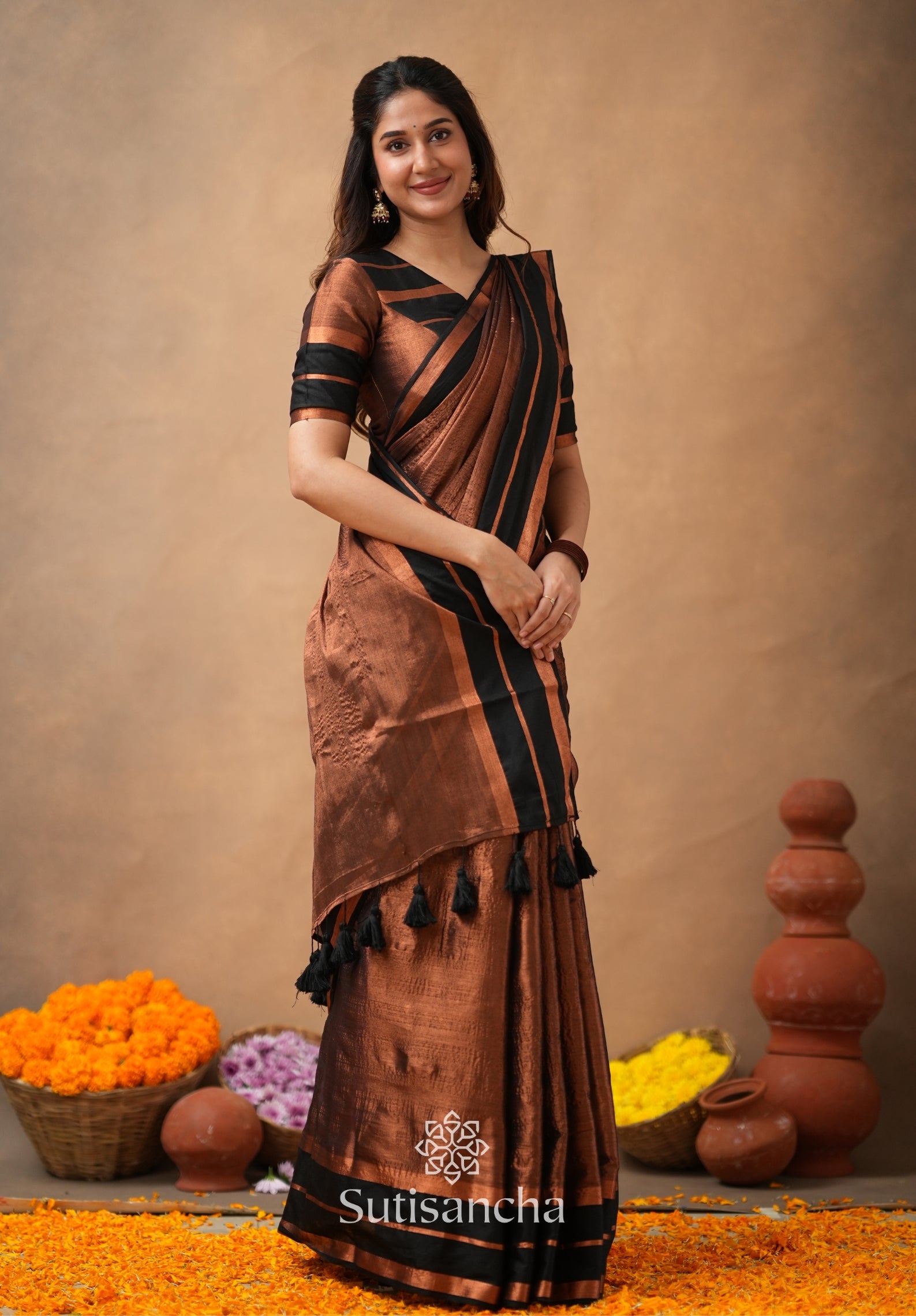Soft Sheen Tissue Cotton Saree with Fluid Drape