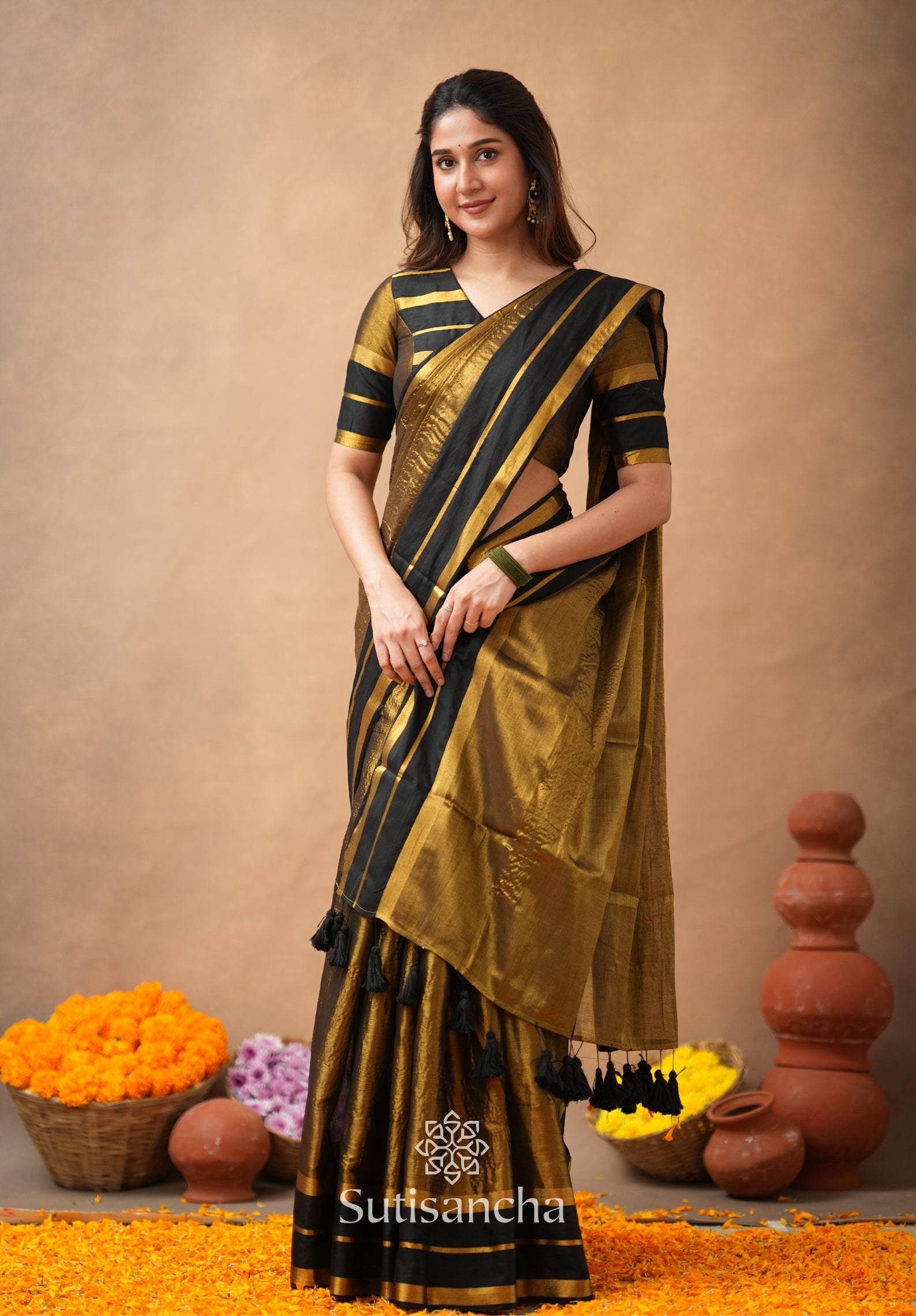Soft Sheen Tissue Cotton Saree with Fluid Drape