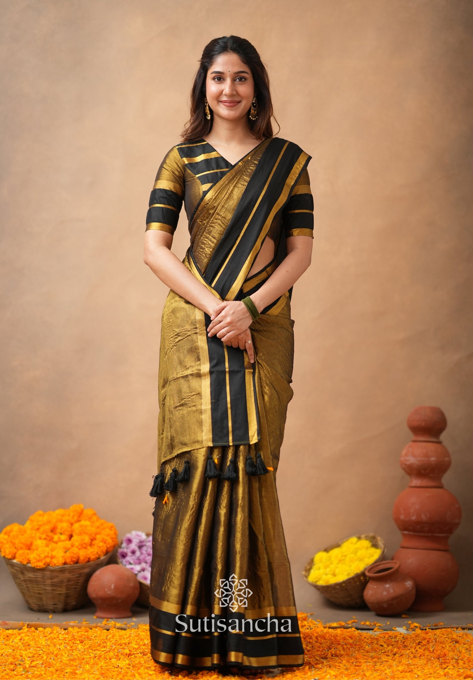 Soft Sheen Tissue Cotton Saree with Fluid Drape