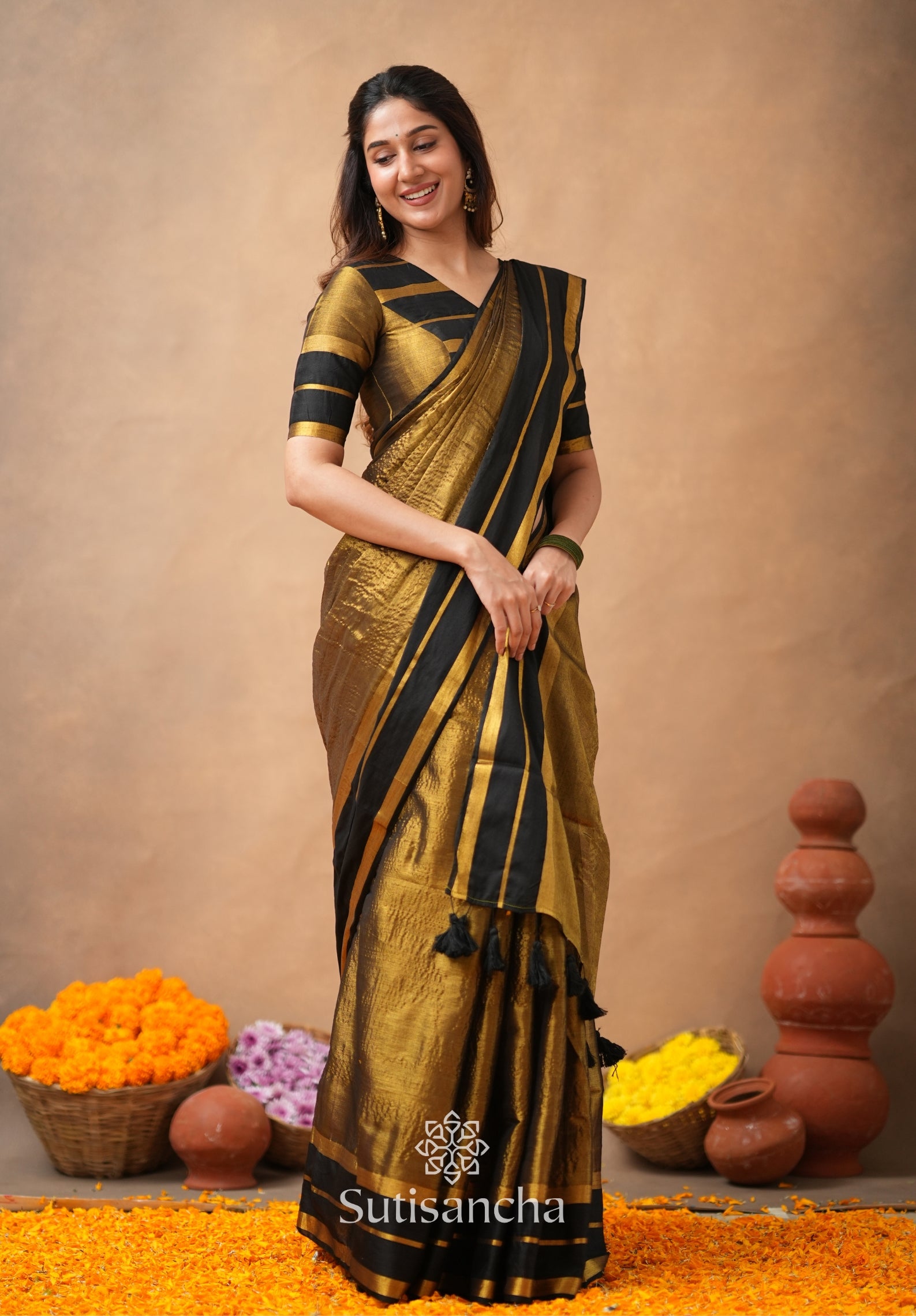 Soft Sheen Tissue Cotton Saree with Fluid Drape