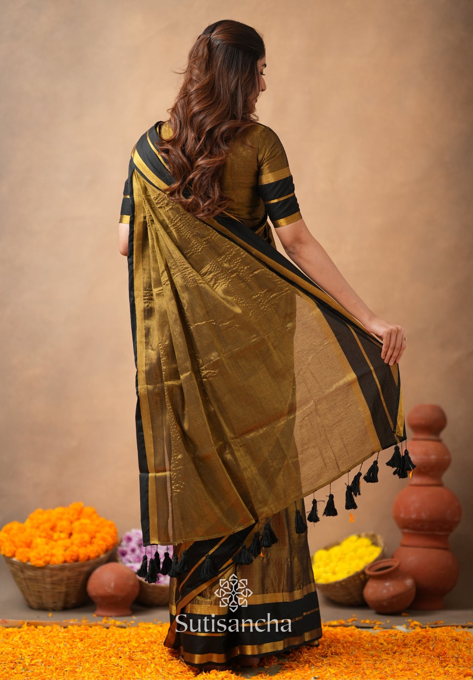 Soft Sheen Tissue Cotton Saree with Fluid Drape