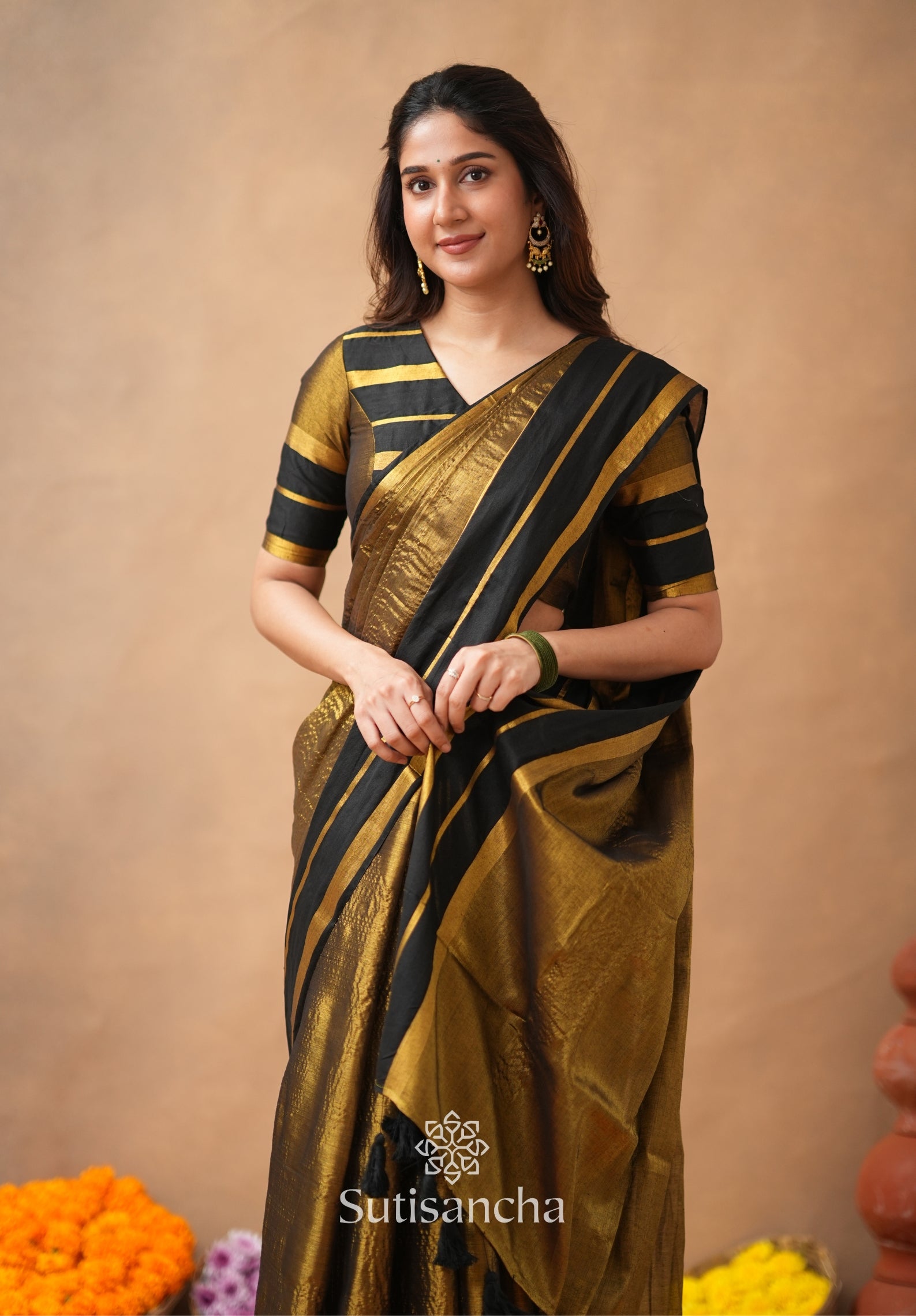 Soft Sheen Tissue Cotton Saree with Fluid Drape