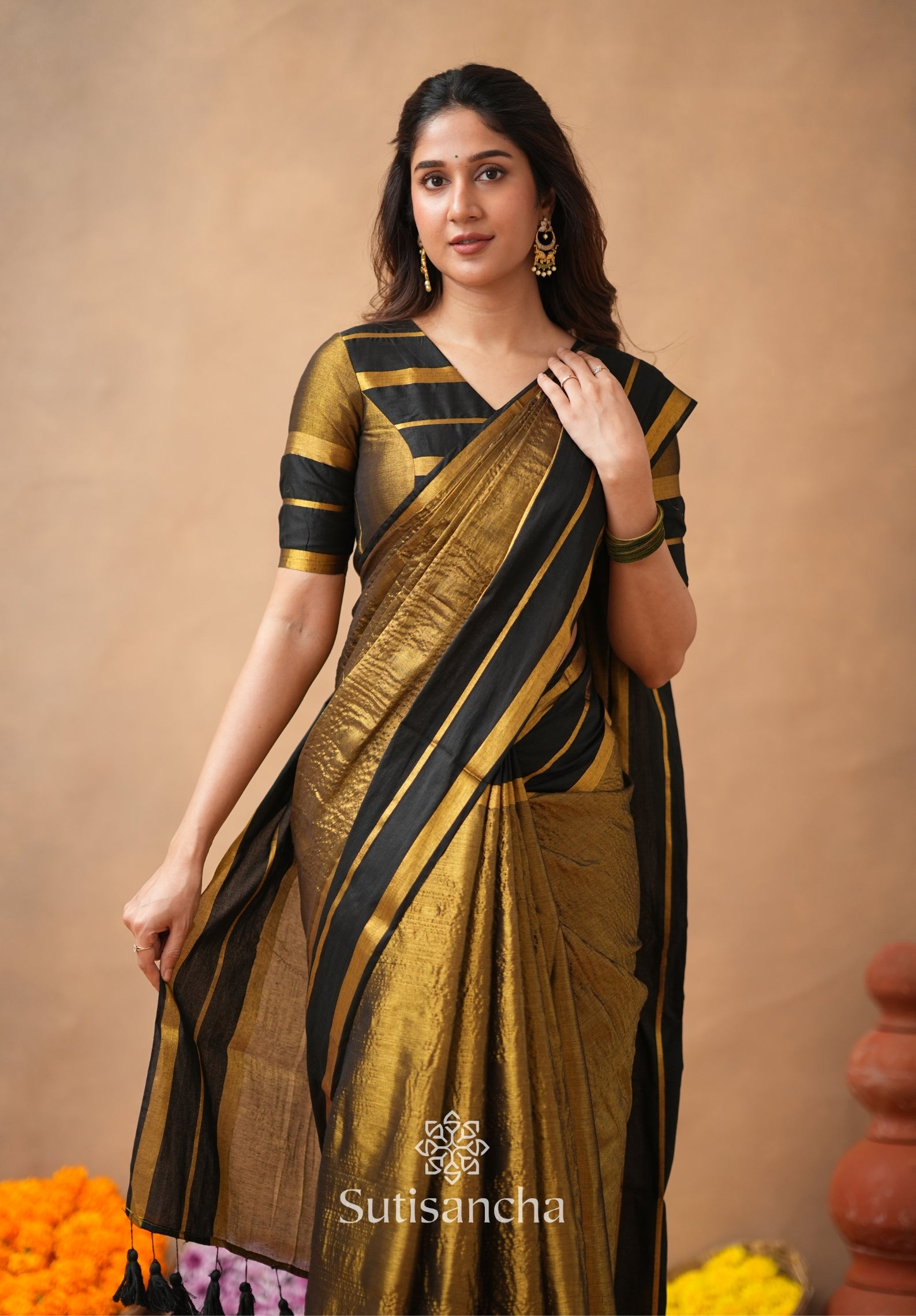Soft Sheen Tissue Cotton Saree with Fluid Drape