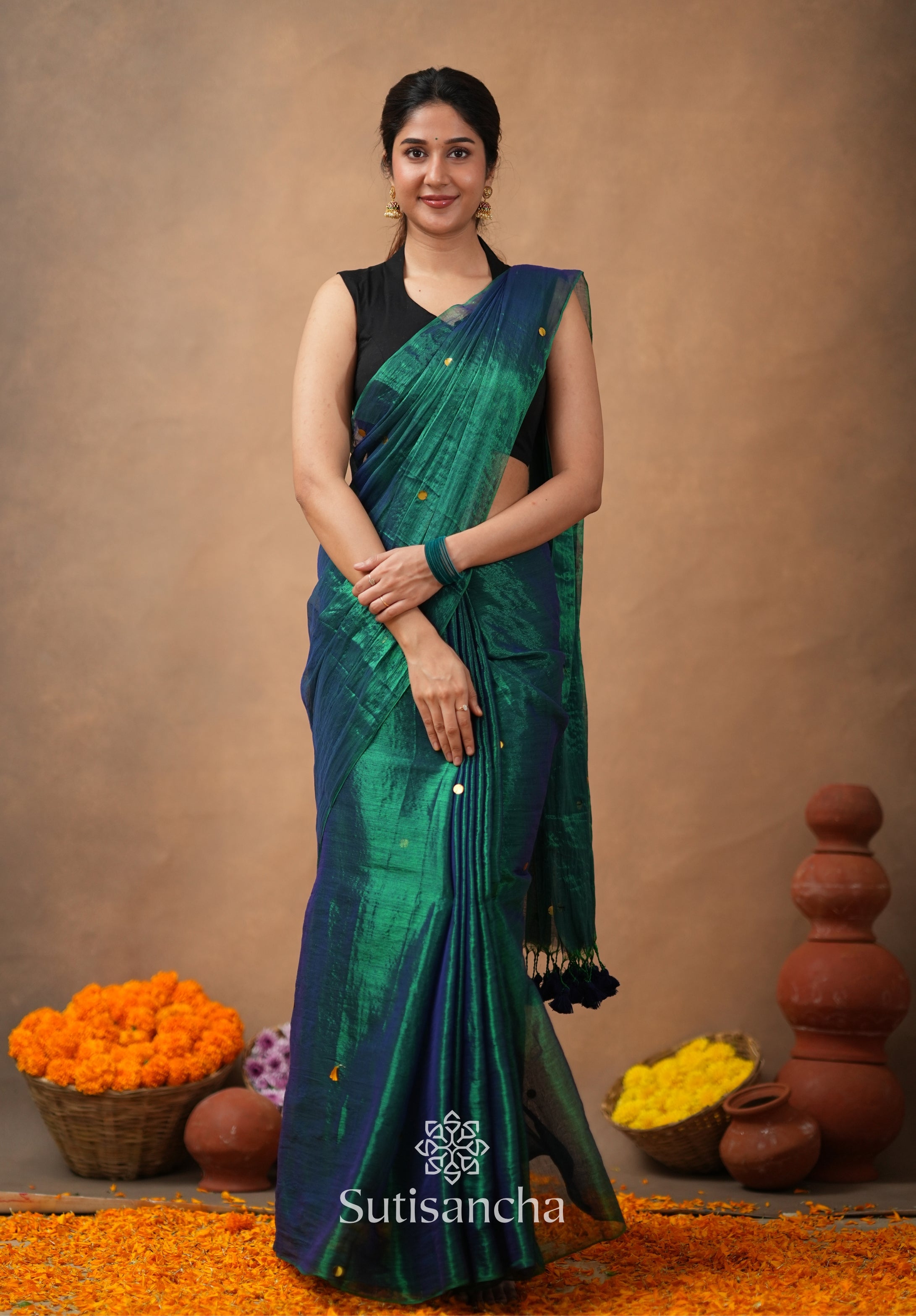 Premium Tissue Saree Accented with Siquin Shine