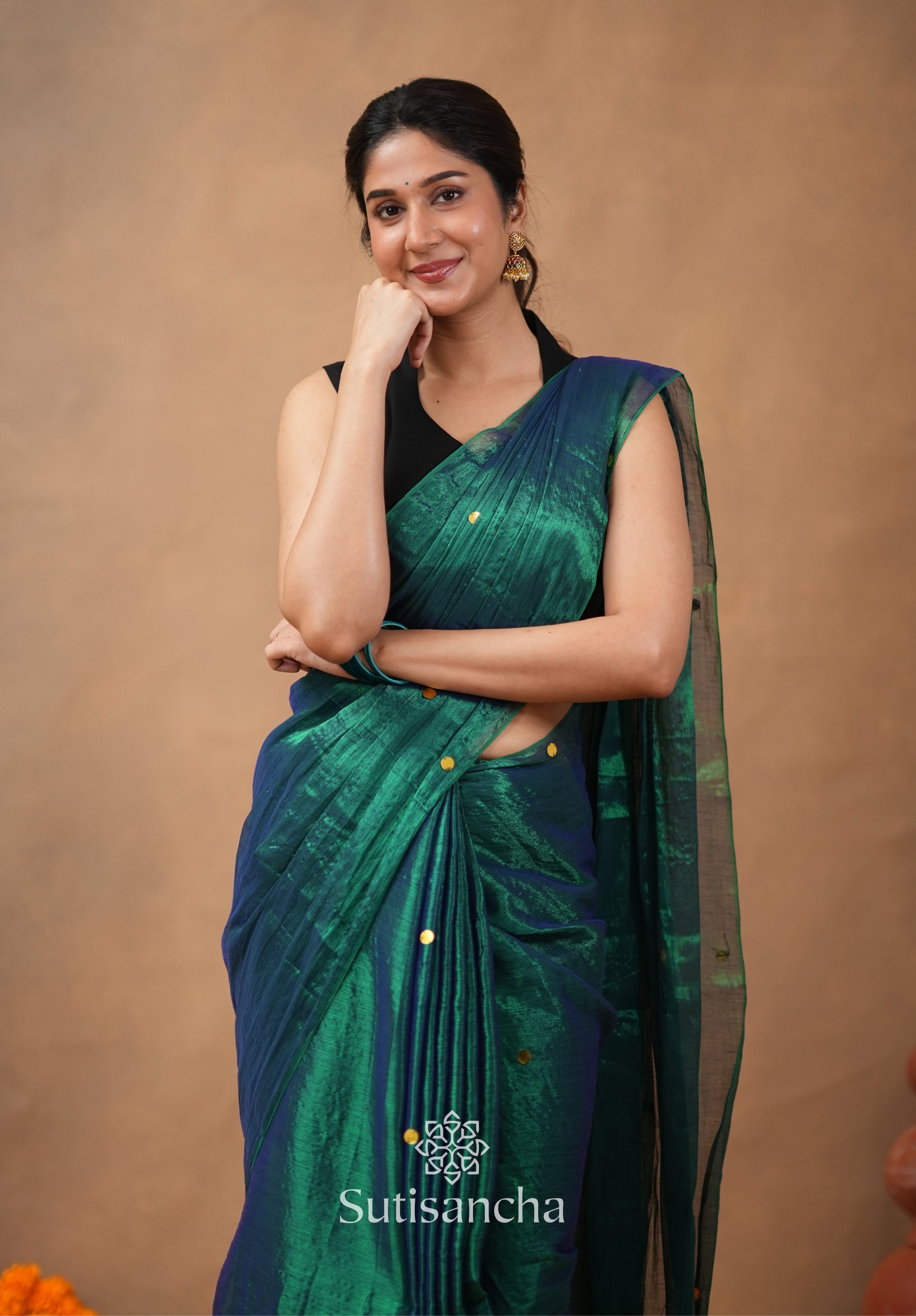 Premium Tissue Saree Accented with Siquin Shine