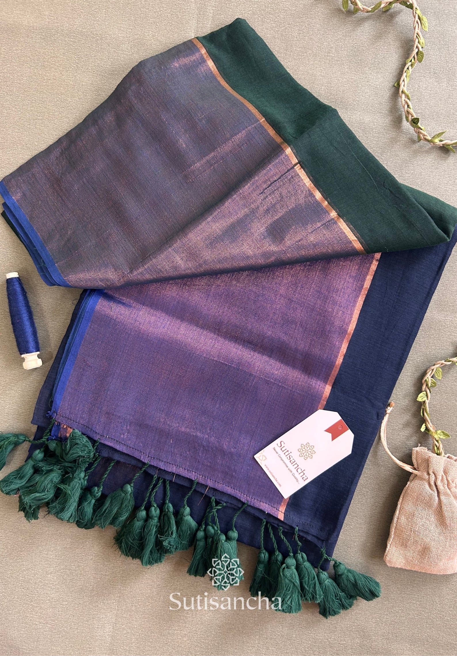 Sutisancha Rose-Design Signature Mul Cotton Saree