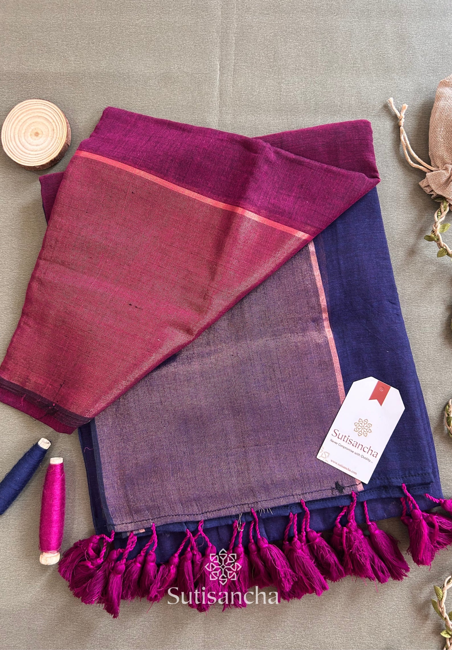 Sutisancha Rose-Design Signature Mul Cotton Saree