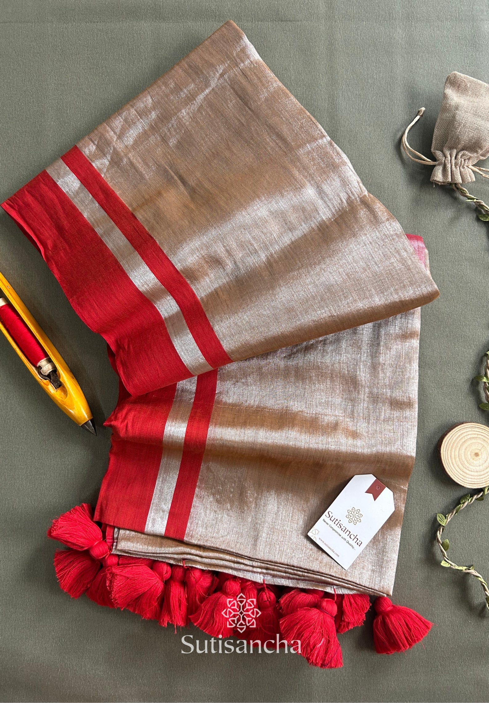 Soft Sheen Tissue Cotton Saree with Fluid Drape