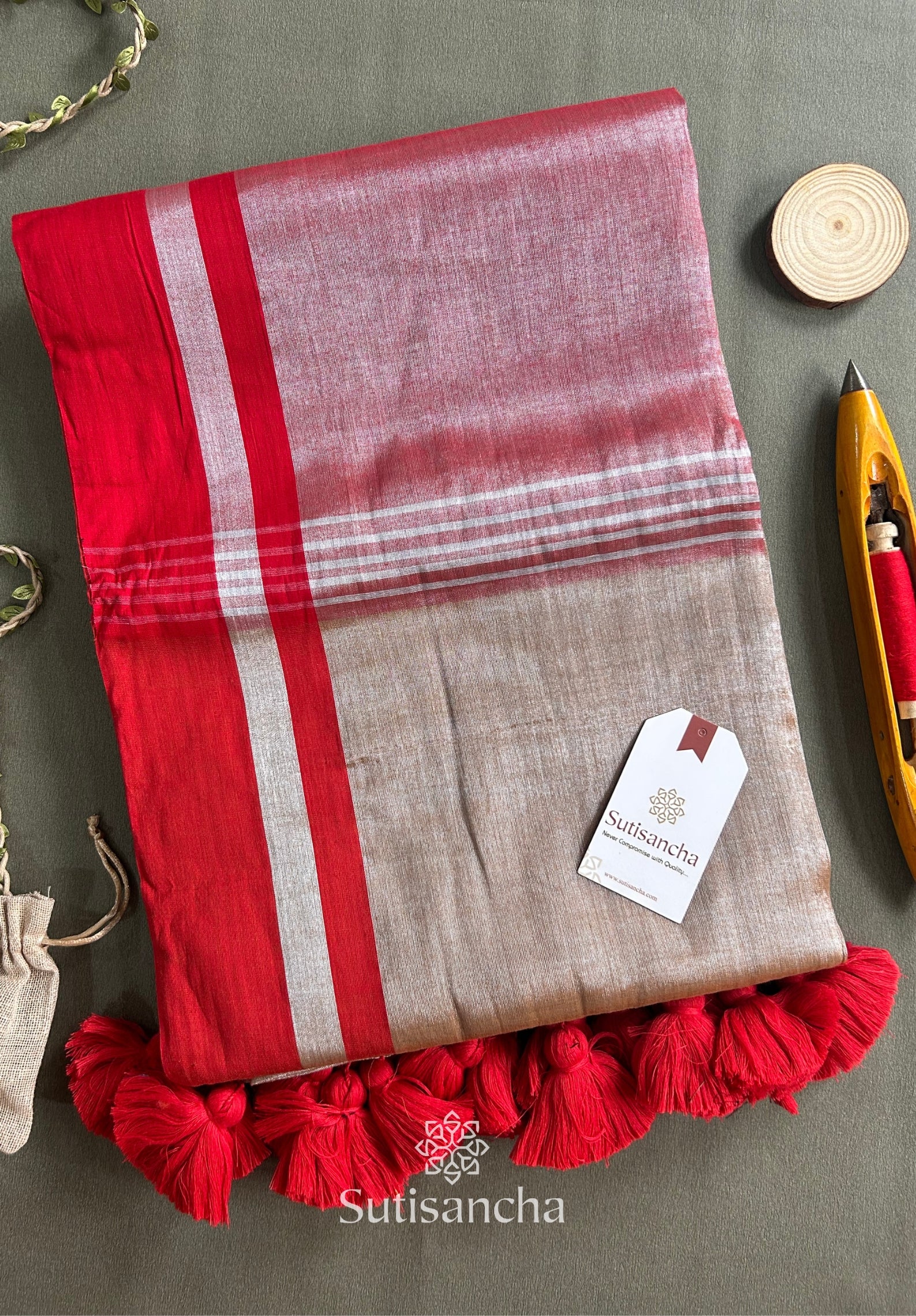 Soft Sheen Tissue Cotton Saree with Fluid Drape